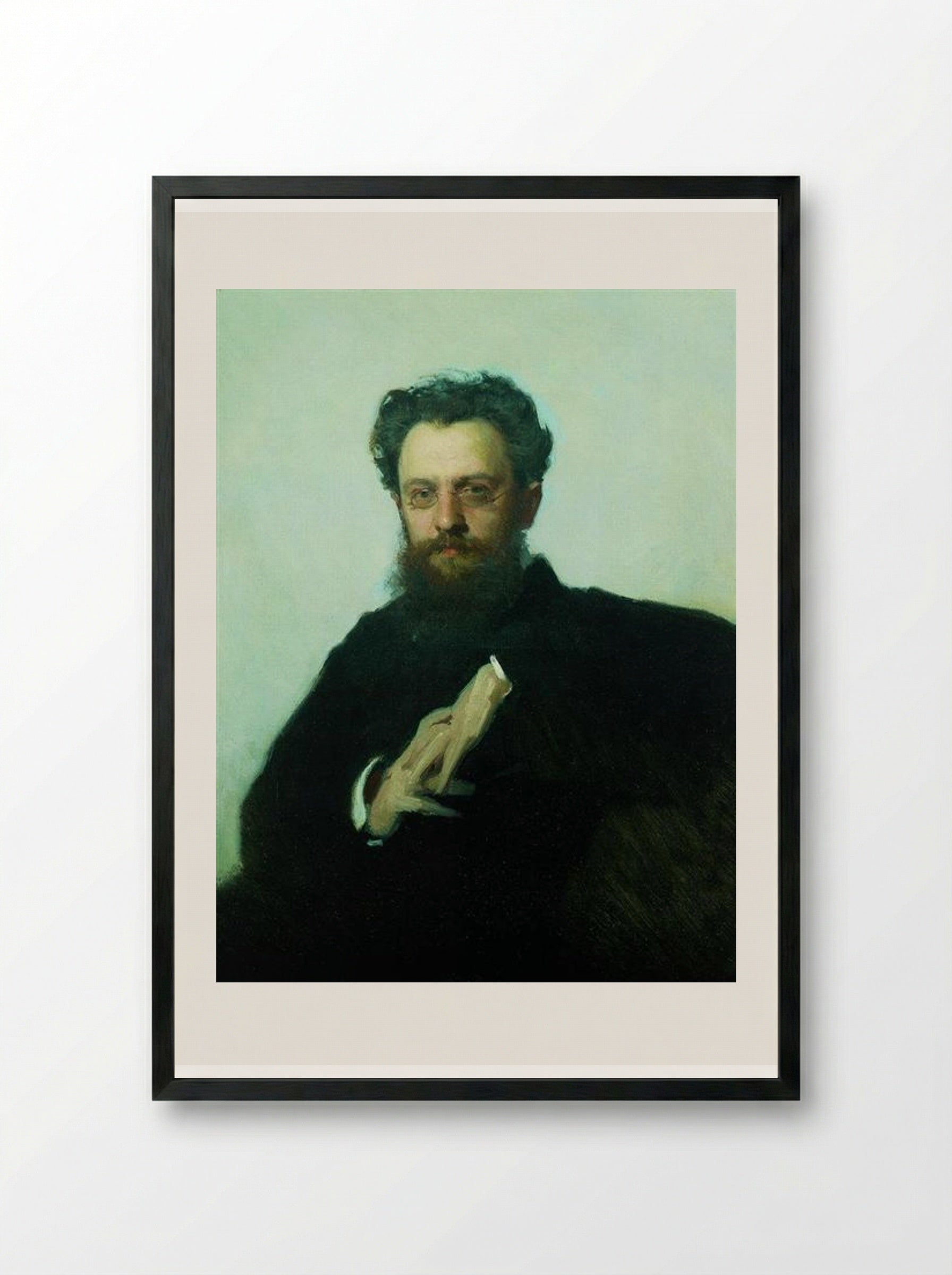 Portrait of Adrian Viktorovich Prakhov - Ivan Kramskoy - Framed Print Black