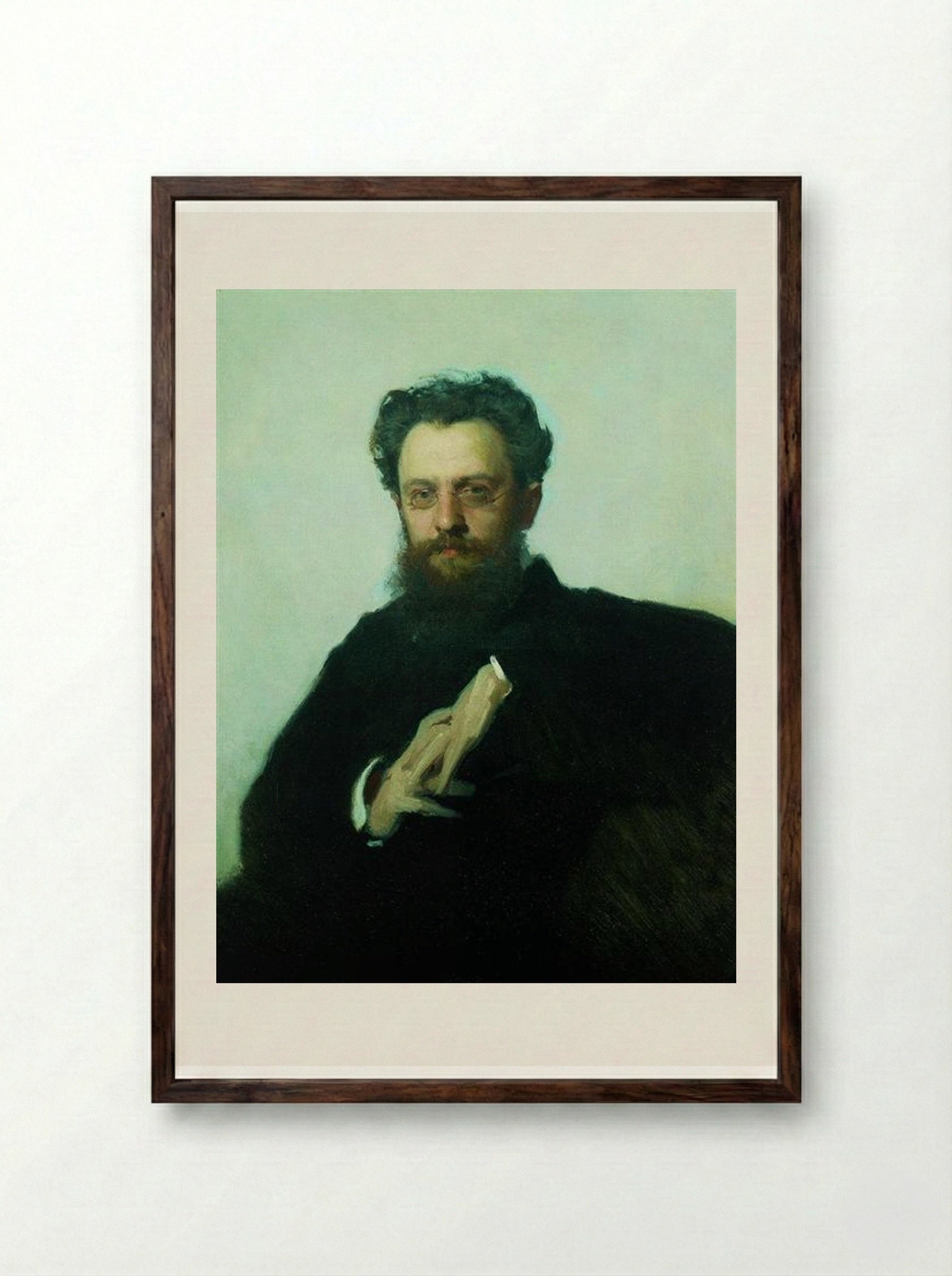 Portrait of Adrian Viktorovich Prakhov - Ivan Kramskoy - Framed Print Dark Wood