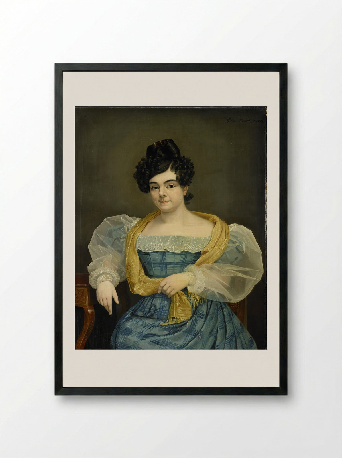Portrait of Adriana Johanna van Wijck - Petrus van Schendel - Framed Print Black