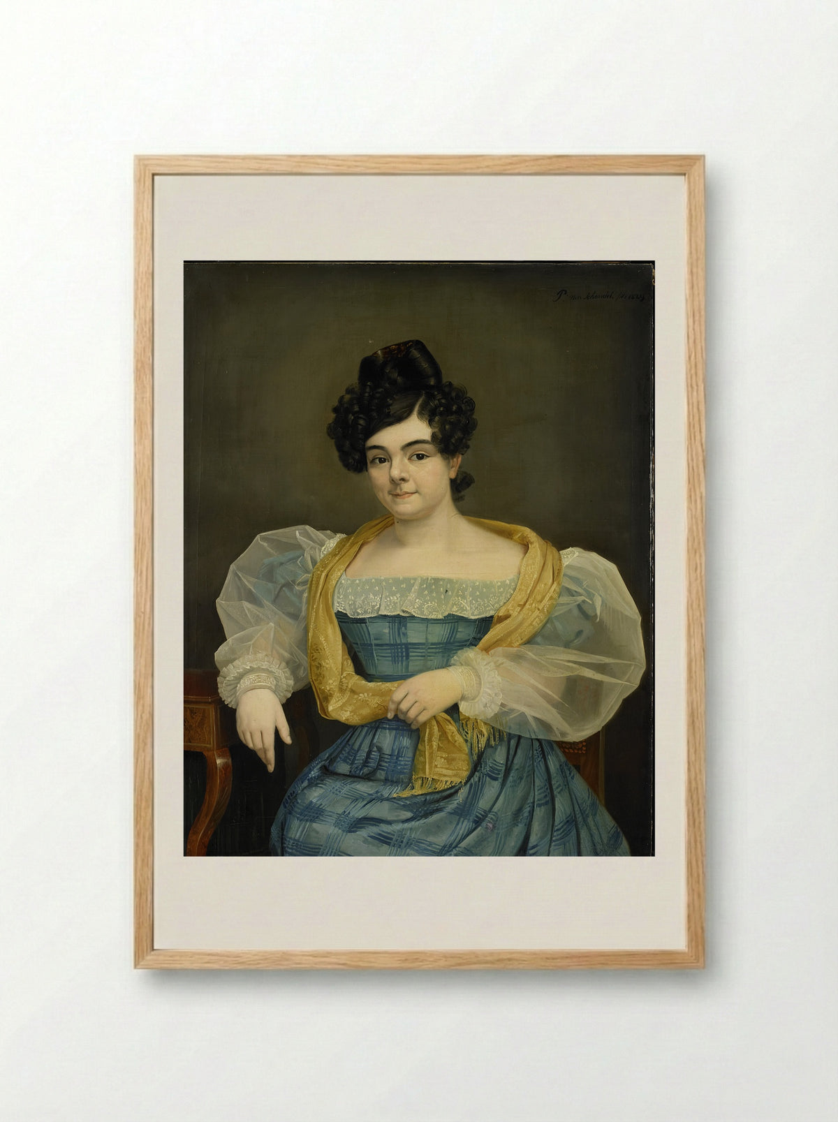 Portrait of Adriana Johanna van Wijck - Petrus van Schendel - Framed Print Wood