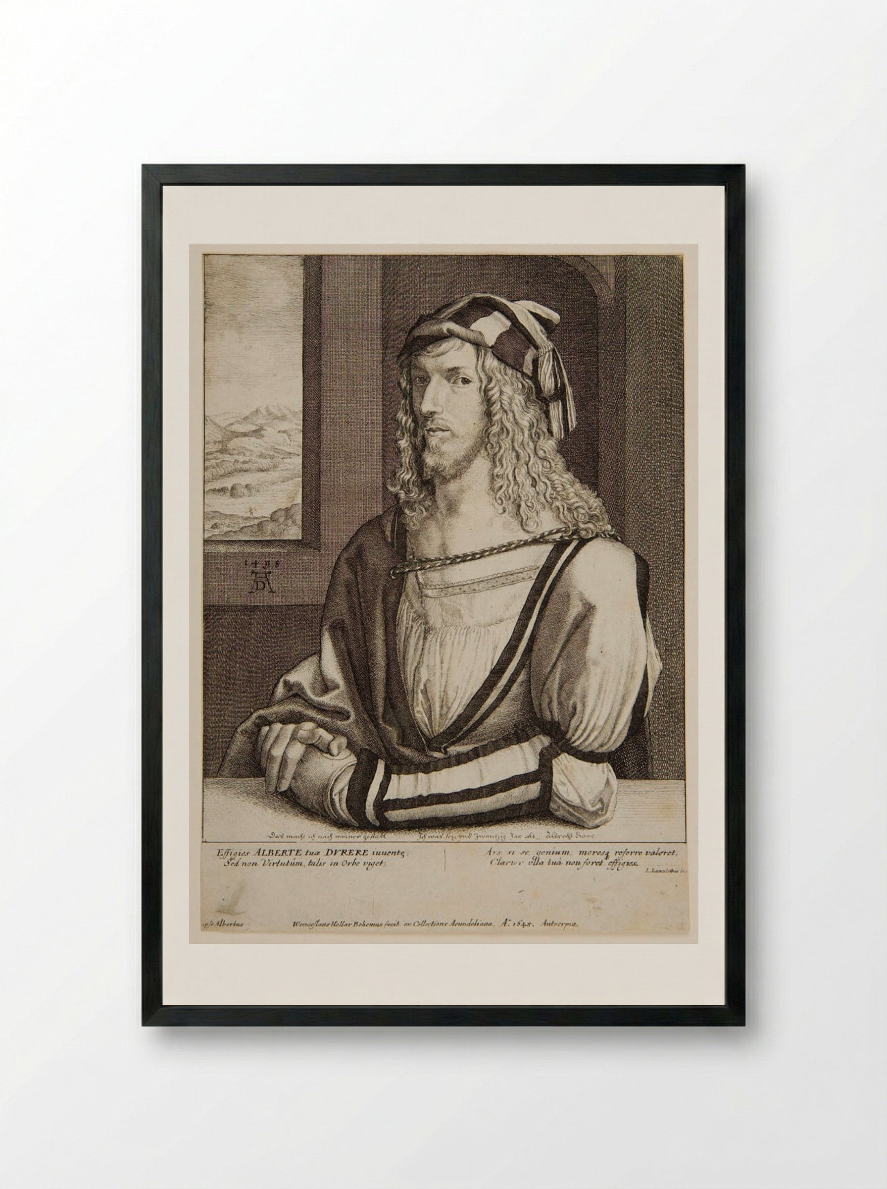 Portrait of Albrecht Dürer - Wenceslaus Hollar - Framed Print Black