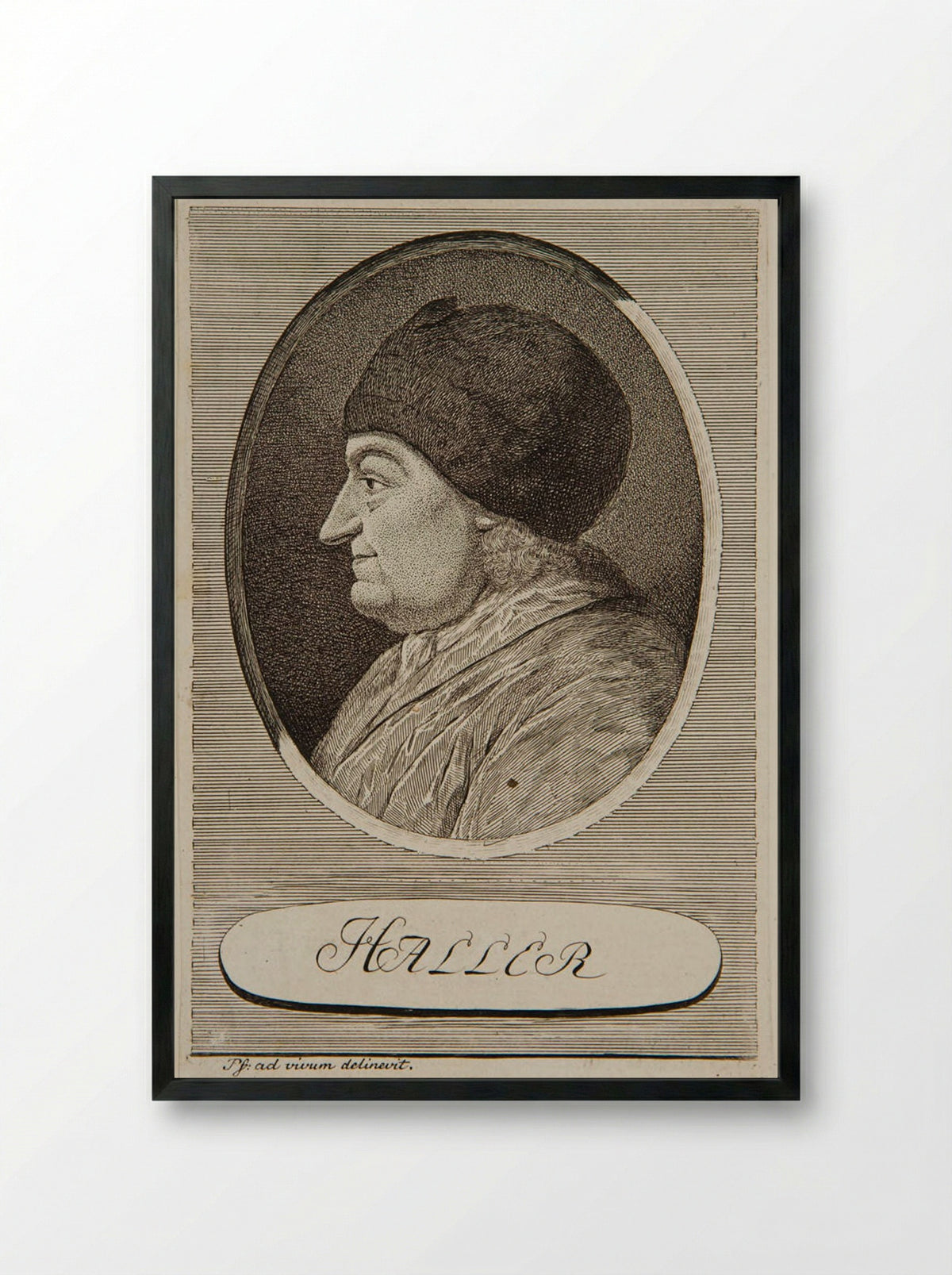 Portrait of Albrecht von Haller - Carl Herman Pfeiffer - Framed Print Black