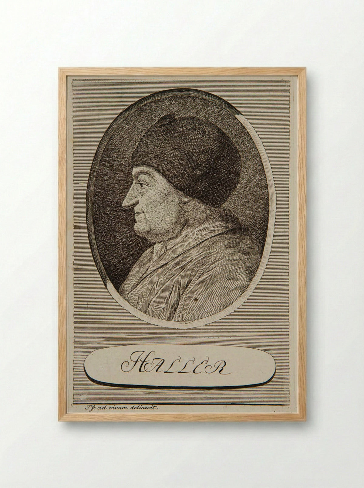 Portrait of Albrecht von Haller - Carl Herman Pfeiffer - Framed Print Wood