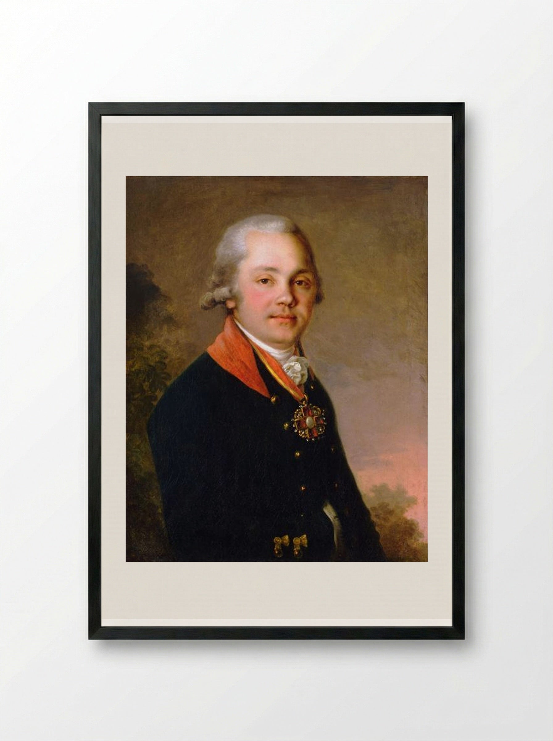 Portrait of Alexander Dmitrievich Arseniev - Vladimir Borovikovsky - Framed Print Black