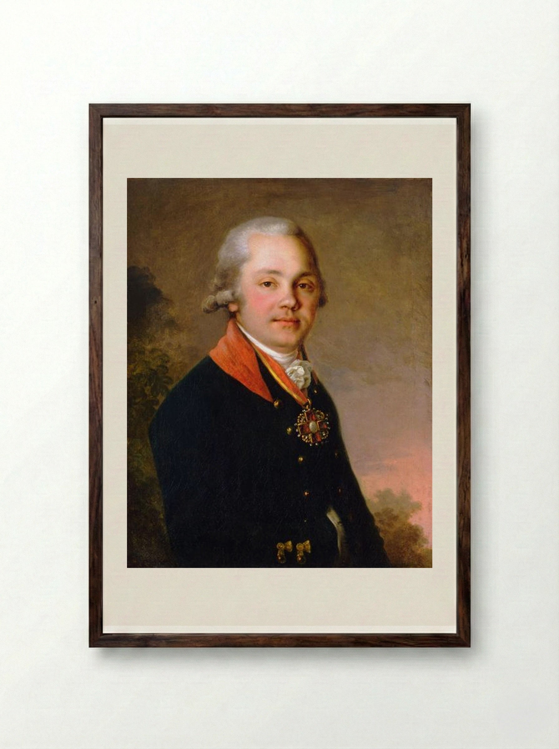 Portrait of Alexander Dmitrievich Arseniev - Vladimir Borovikovsky - Framed Print Dark Wood