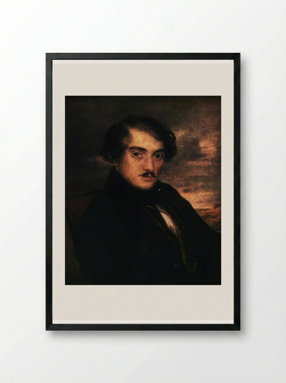 Portrait of Alexander Fedorovich Zaikin - Vasily Tropinin - Framed Print Black