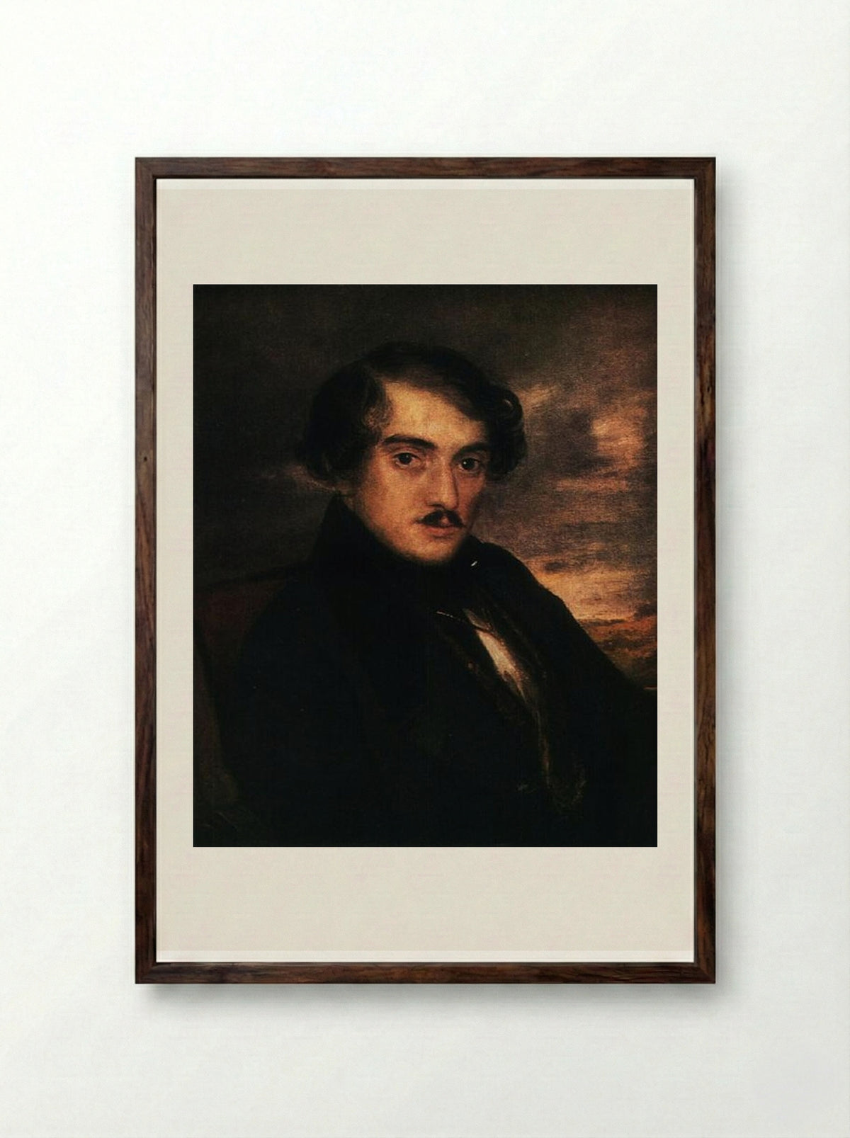 Portrait of Alexander Fedorovich Zaikin - Vasily Tropinin - Framed Print Dark Wood