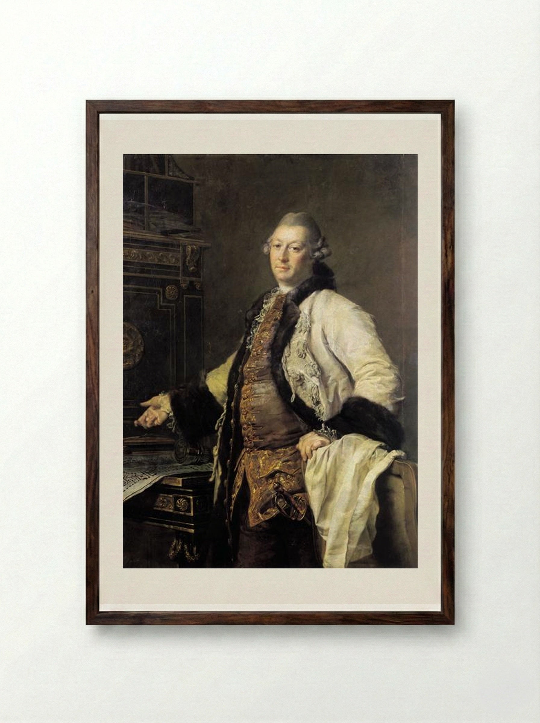 Portrait of Alexander Kokorinov - Dmitry Levitzky - Framed Print Dark Wood