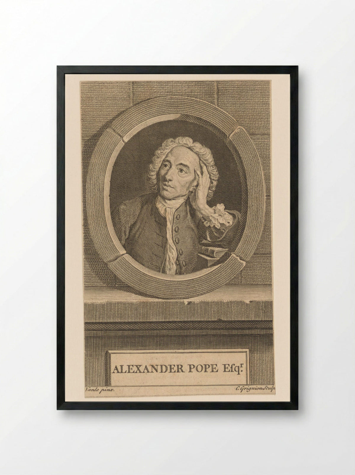 Portrait of Alexander Pope - Charles Grignion the Elder - Framed Print Black