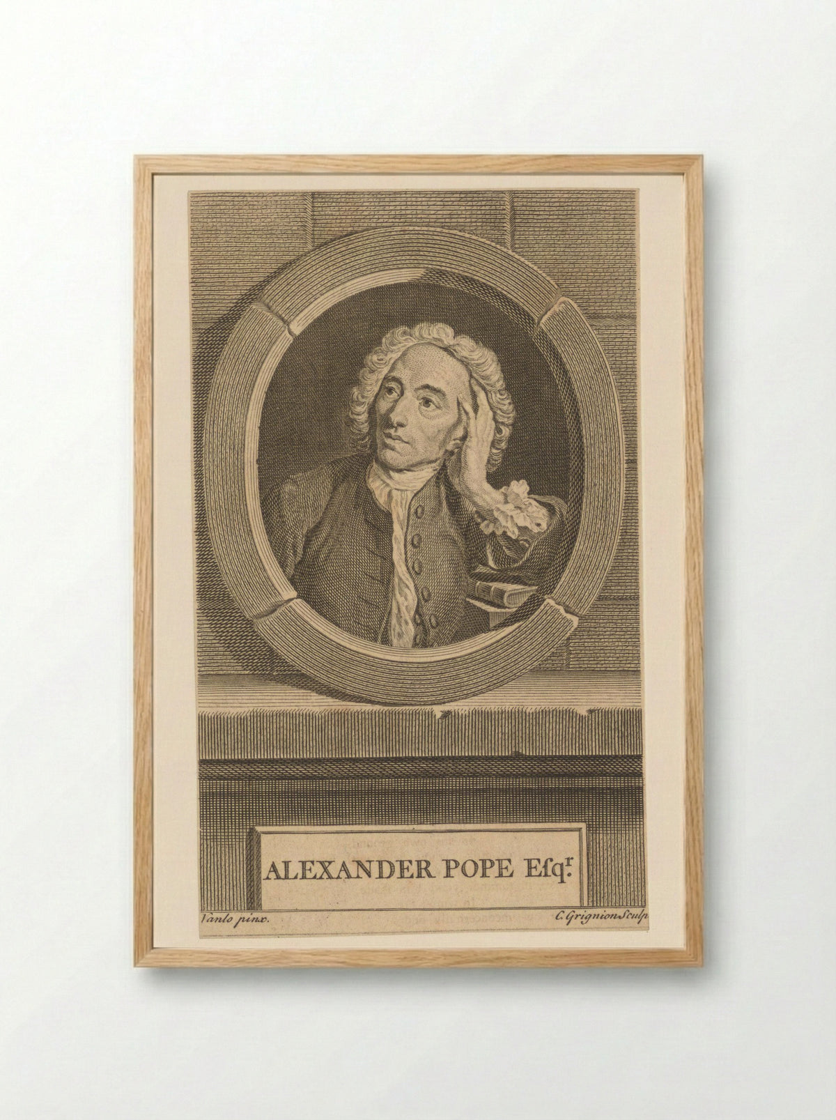 Portrait of Alexander Pope - Charles Grignion the Elder - Framed Print Wood