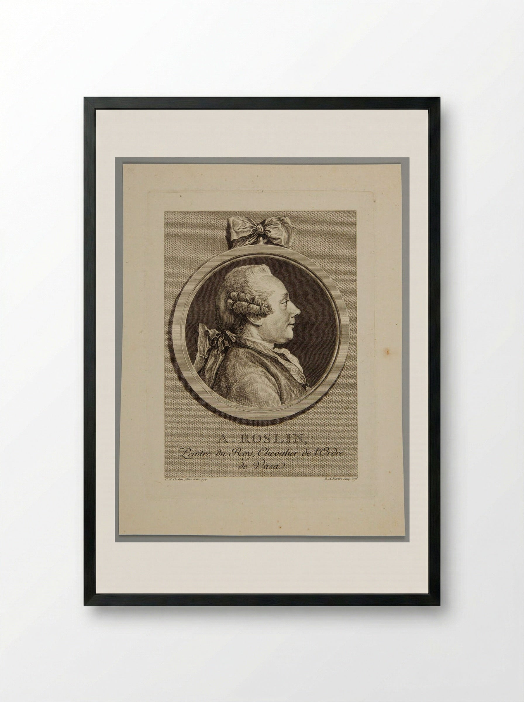 Portrait of Alexander Roslin - Bernard Antoine Nicollet - Framed Print Black
