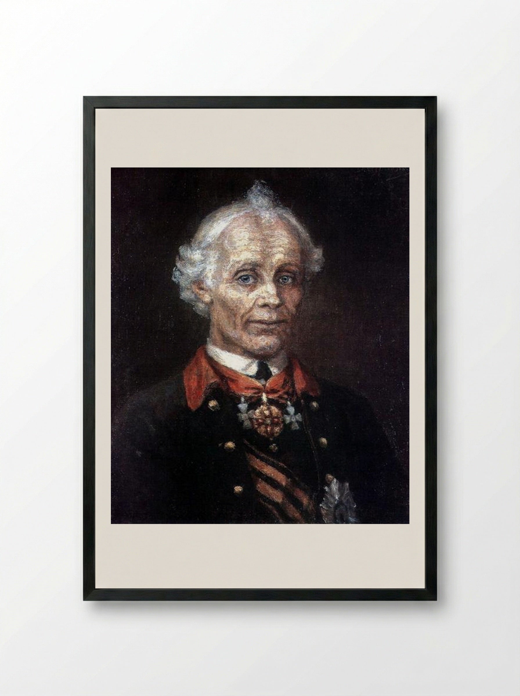 Portrait of Alexander Suvorov - Vasily Surikov - Framed Print Black
