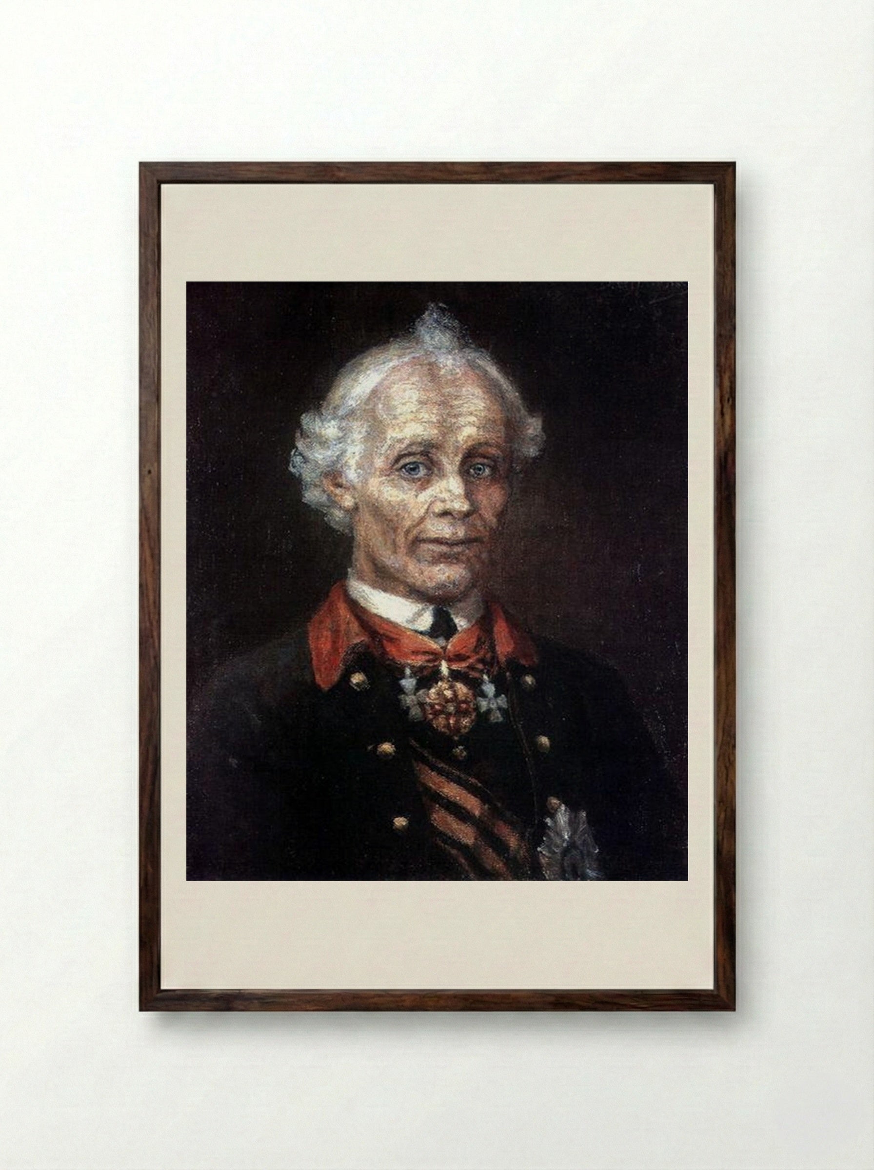 Portrait of Alexander Suvorov - Vasily Surikov - Framed Print Dark Wood