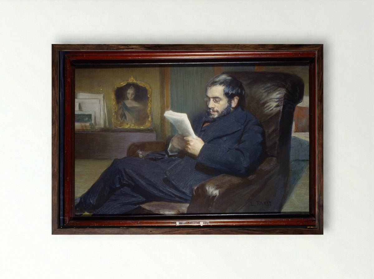 Portrait of Alexandre Benois - Leon Bakst - Framed Print Dark Wood