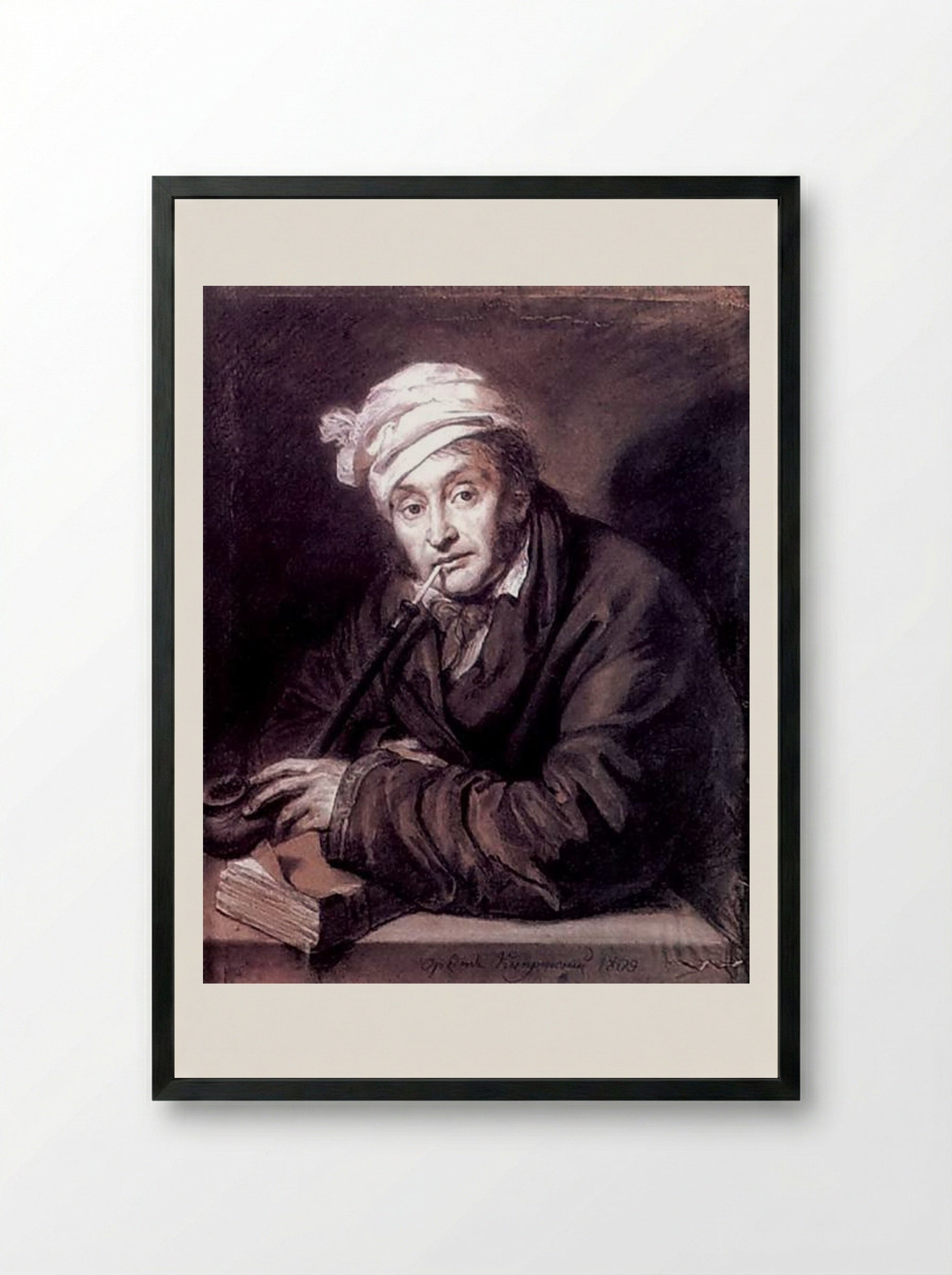 Portrait of Alexei Davydov - Orest Kiprensky - Framed Print Black