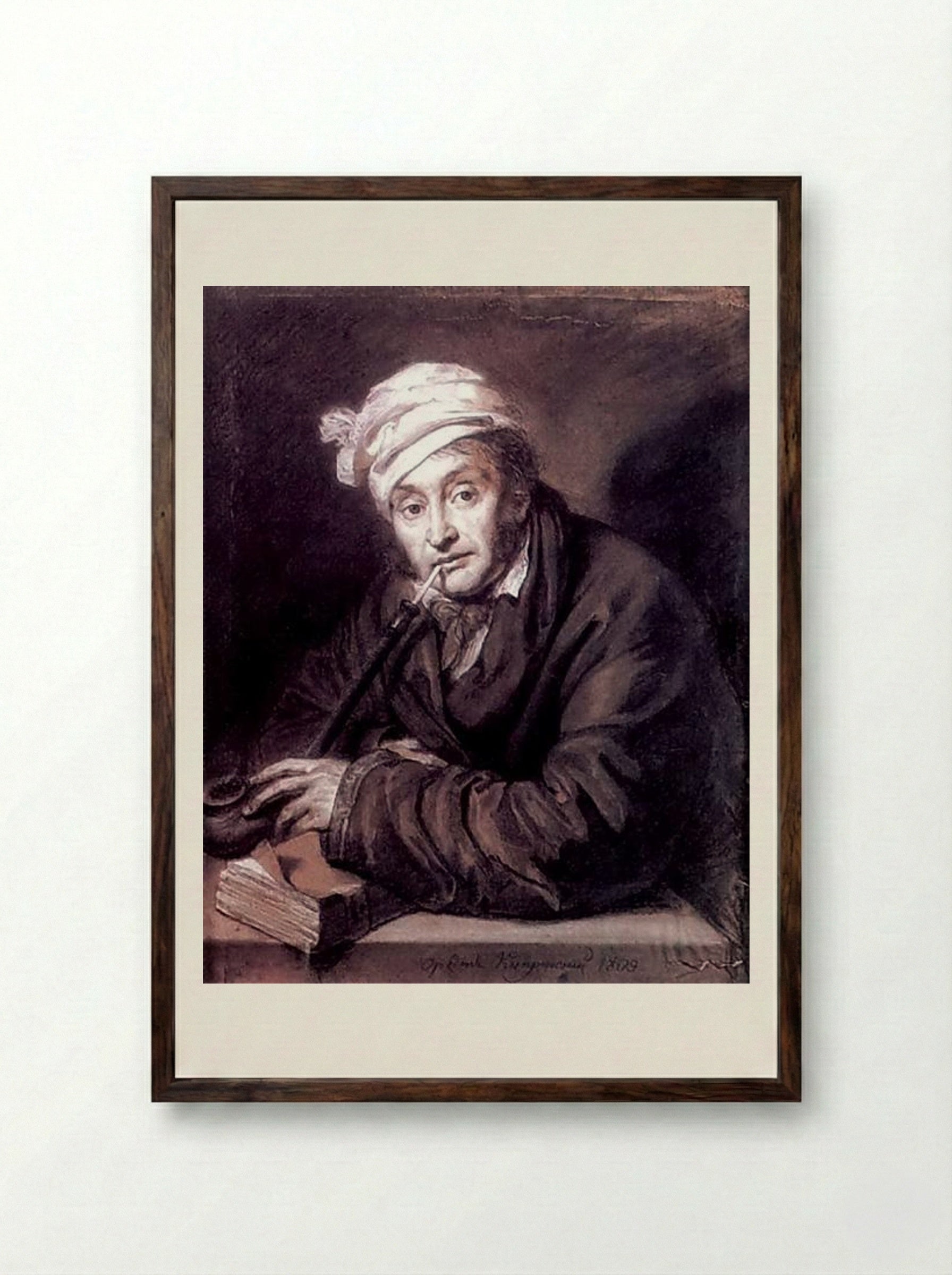 Portrait of Alexei Davydov - Orest Kiprensky - Framed Print Dark Wood