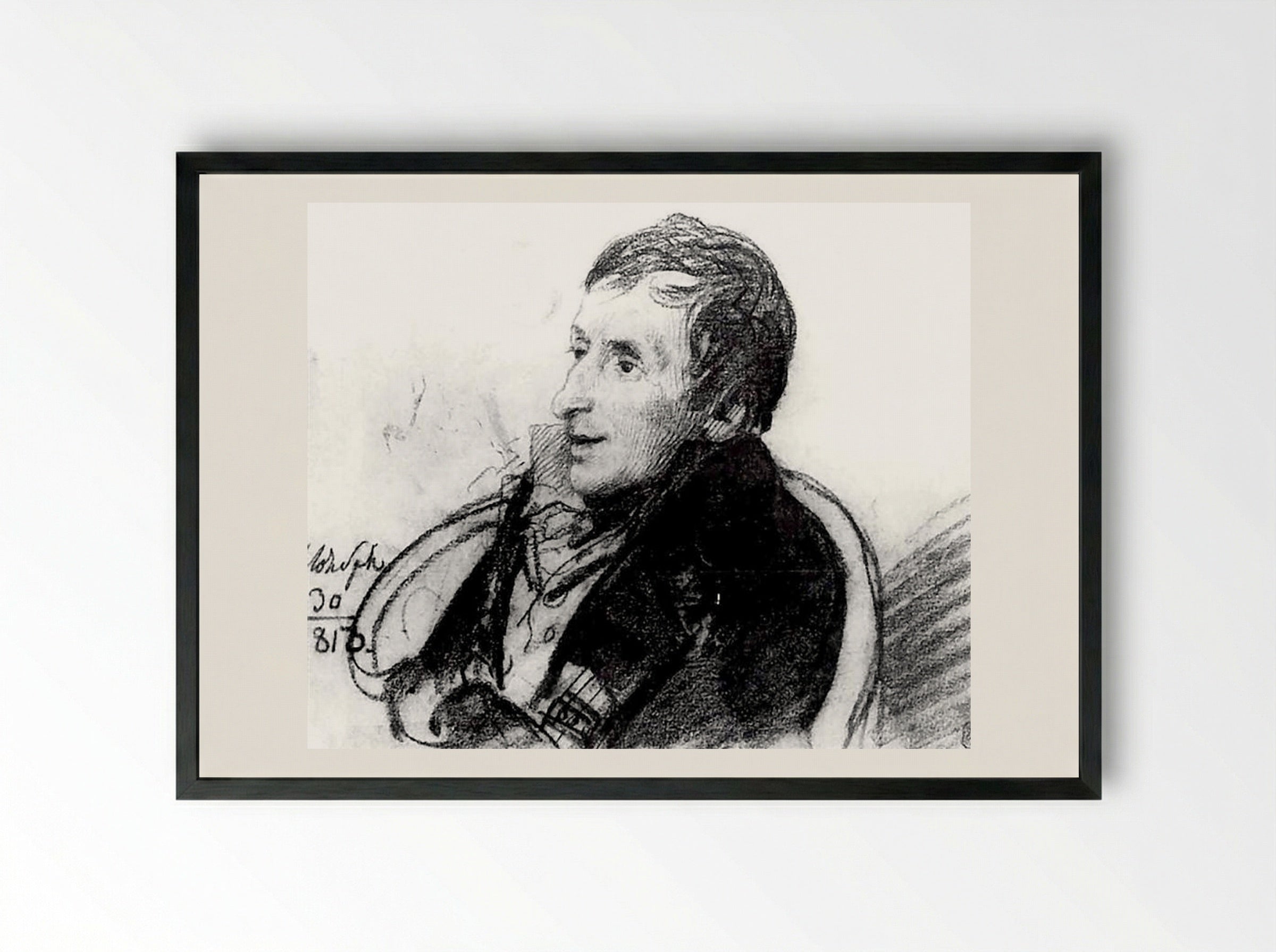 Portrait of Alexei Nikolaevich Olenin - Orest Kiprensky - Framed Print Black
