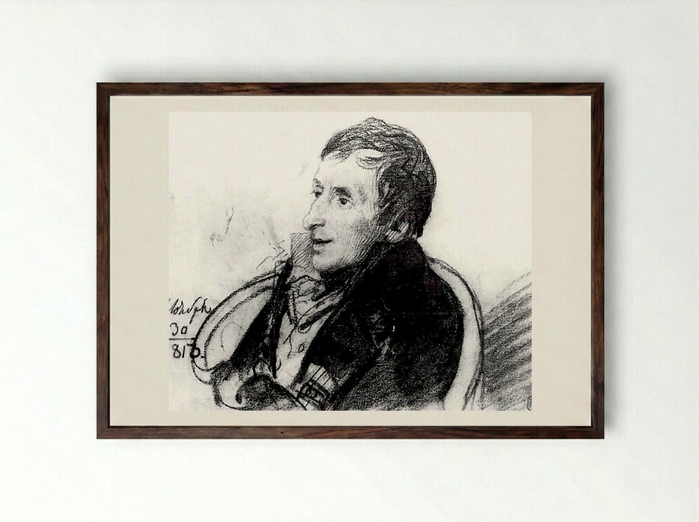 Portrait of Alexei Nikolaevich Olenin - Orest Kiprensky - Framed Print Dark Wood