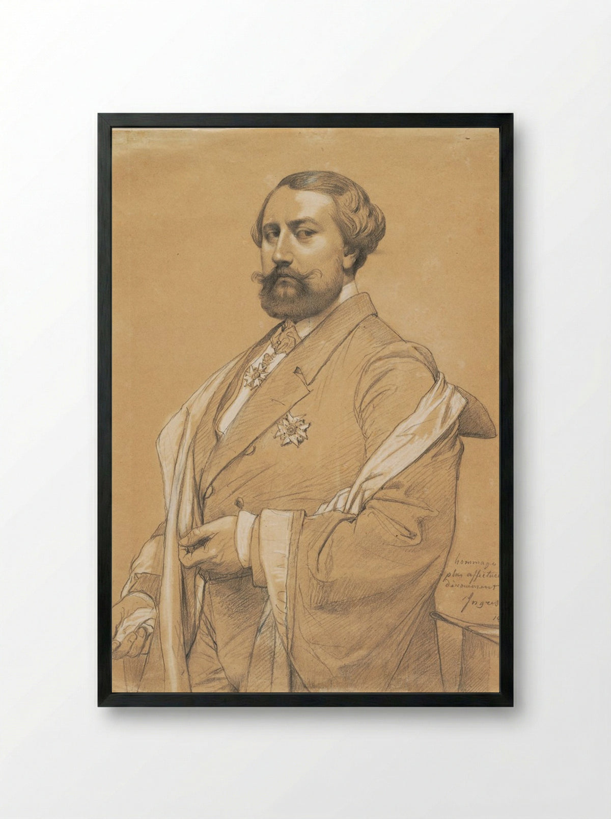 Portrait of Alfred-Emilien O'Hara, Comte de Nieuwerkerke - Jean-Auguste-Dominique Ingres - Framed Print Black