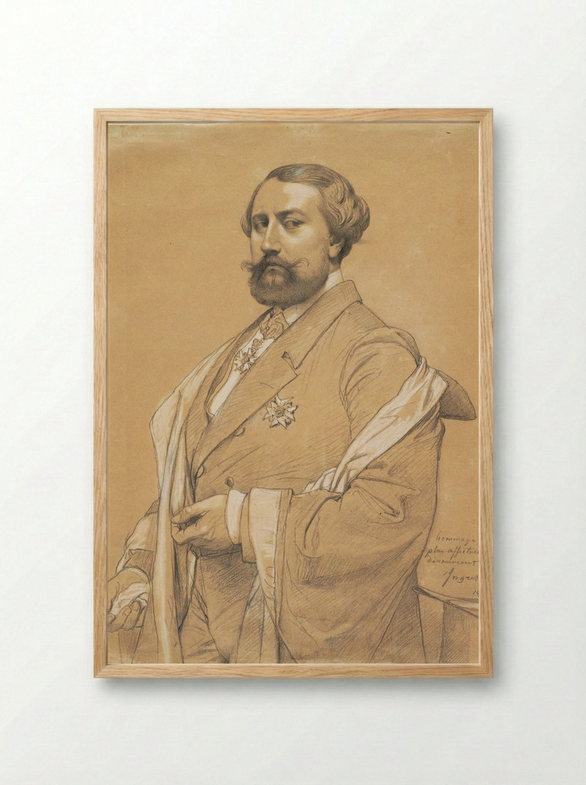 Portrait of Alfred-Emilien O'Hara, Comte de Nieuwerkerke - Jean-Auguste-Dominique Ingres - Framed Print Wood