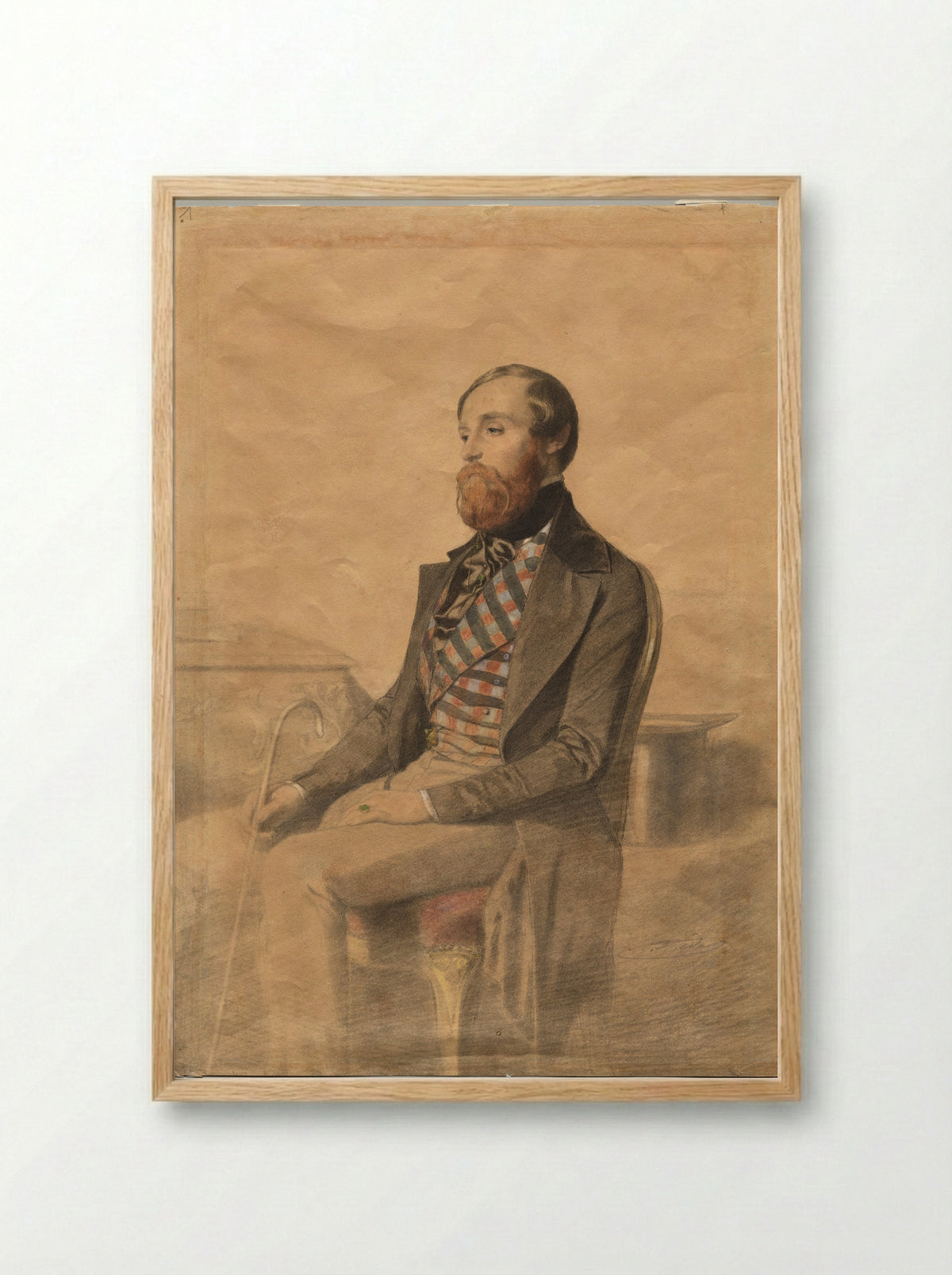 Portrait of Alfred de Musset - Alexandre Bida - Framed Print Wood