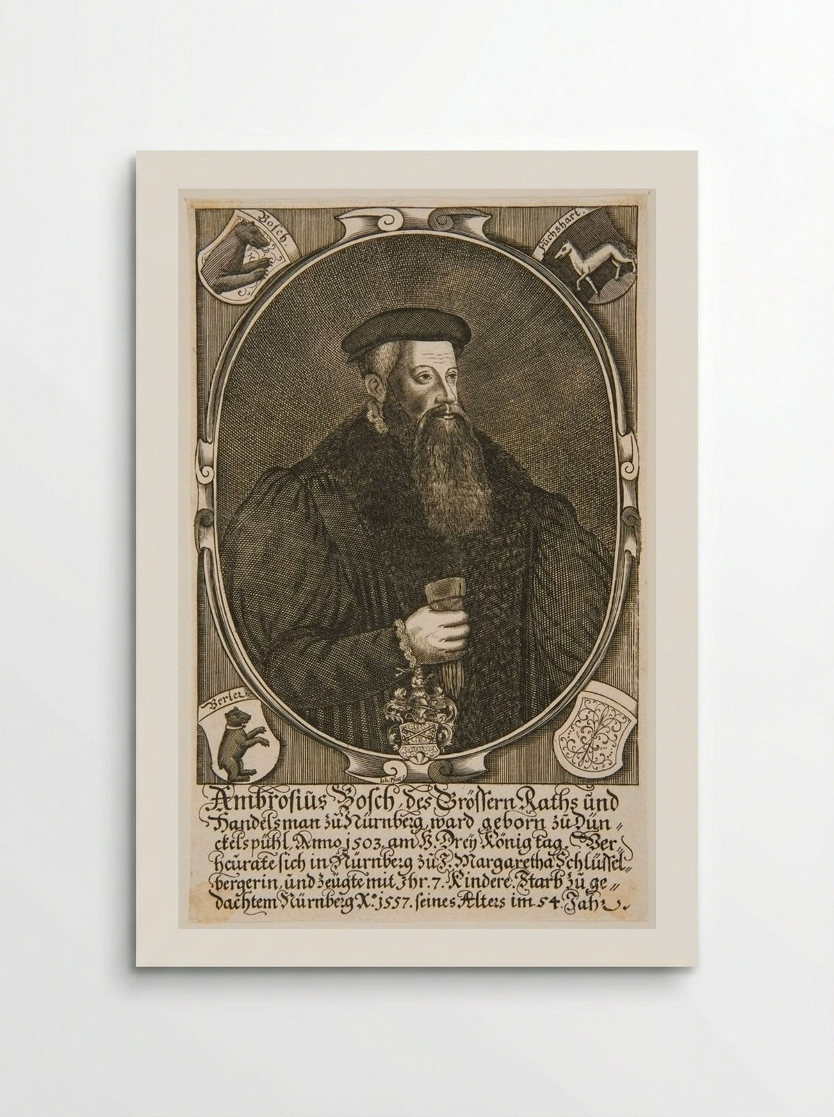 Portrait of Ambrosius Bosch - Johann Pfann - Poster