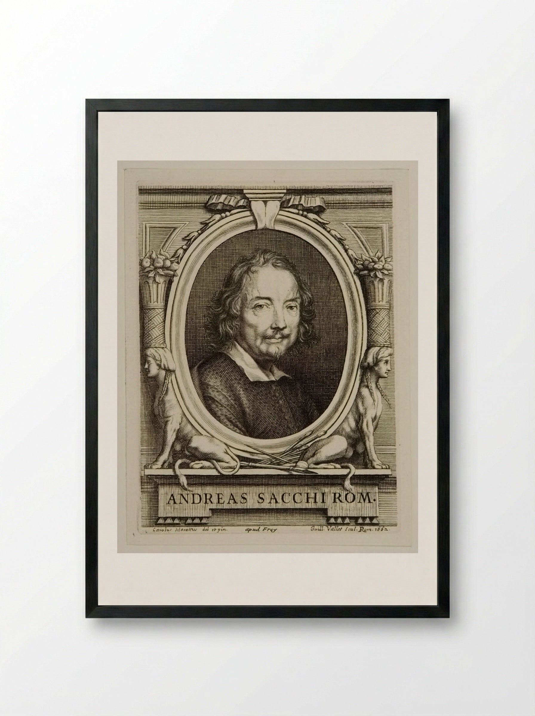 Portrait of Andrea Sacchi - Guillaume Vallet - Framed Print Black