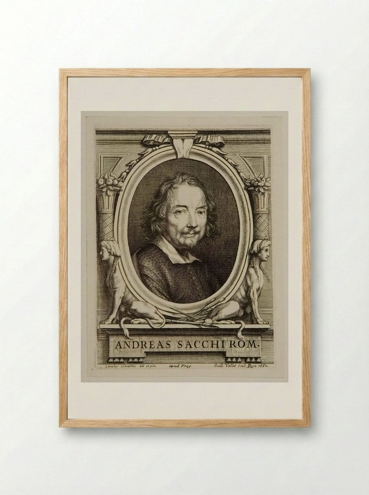 Portrait of Andrea Sacchi - Guillaume Vallet - Framed Print Wood