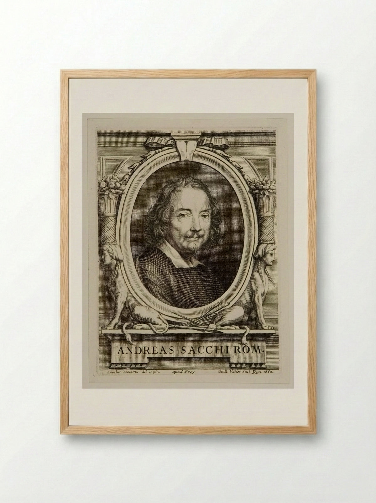 Portrait of Andrea Sacchi - Guillaume Vallet - Framed Print Wood