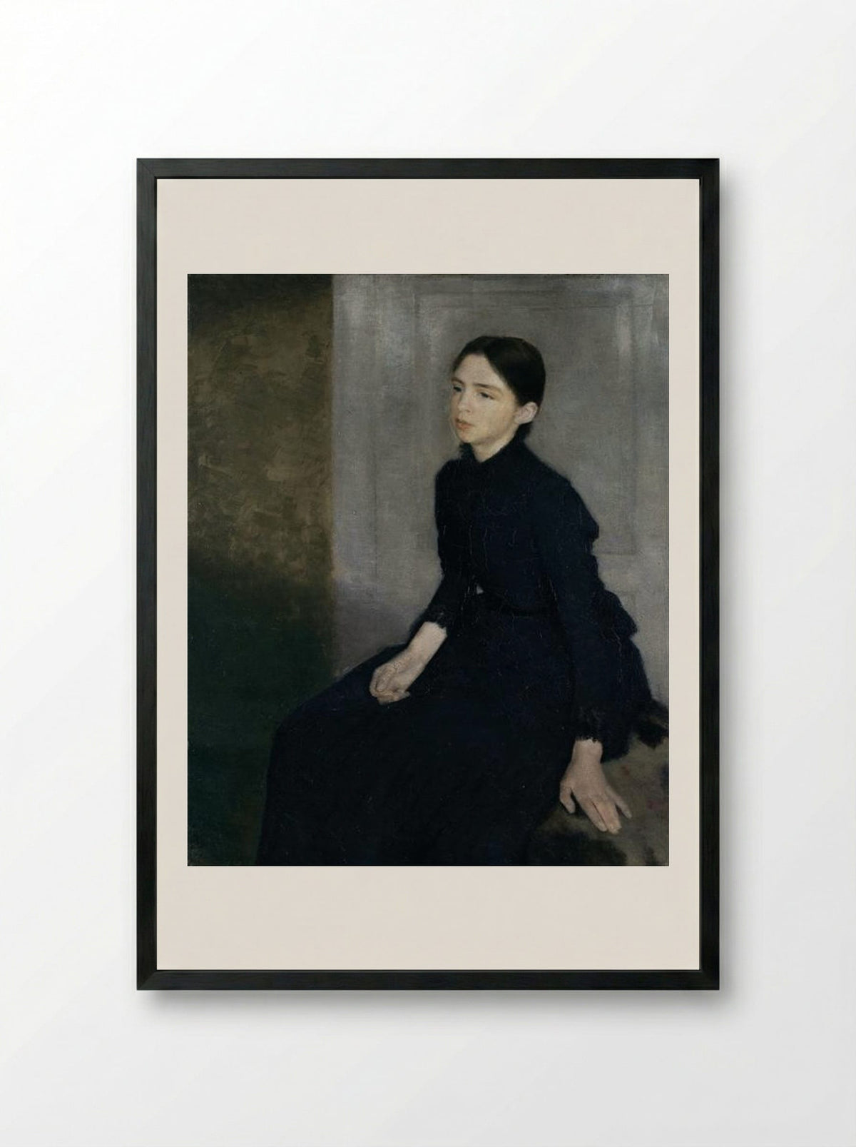 Portrait of Anna Hammershøi - Vilhelm Hammershøi - Framed Print Black