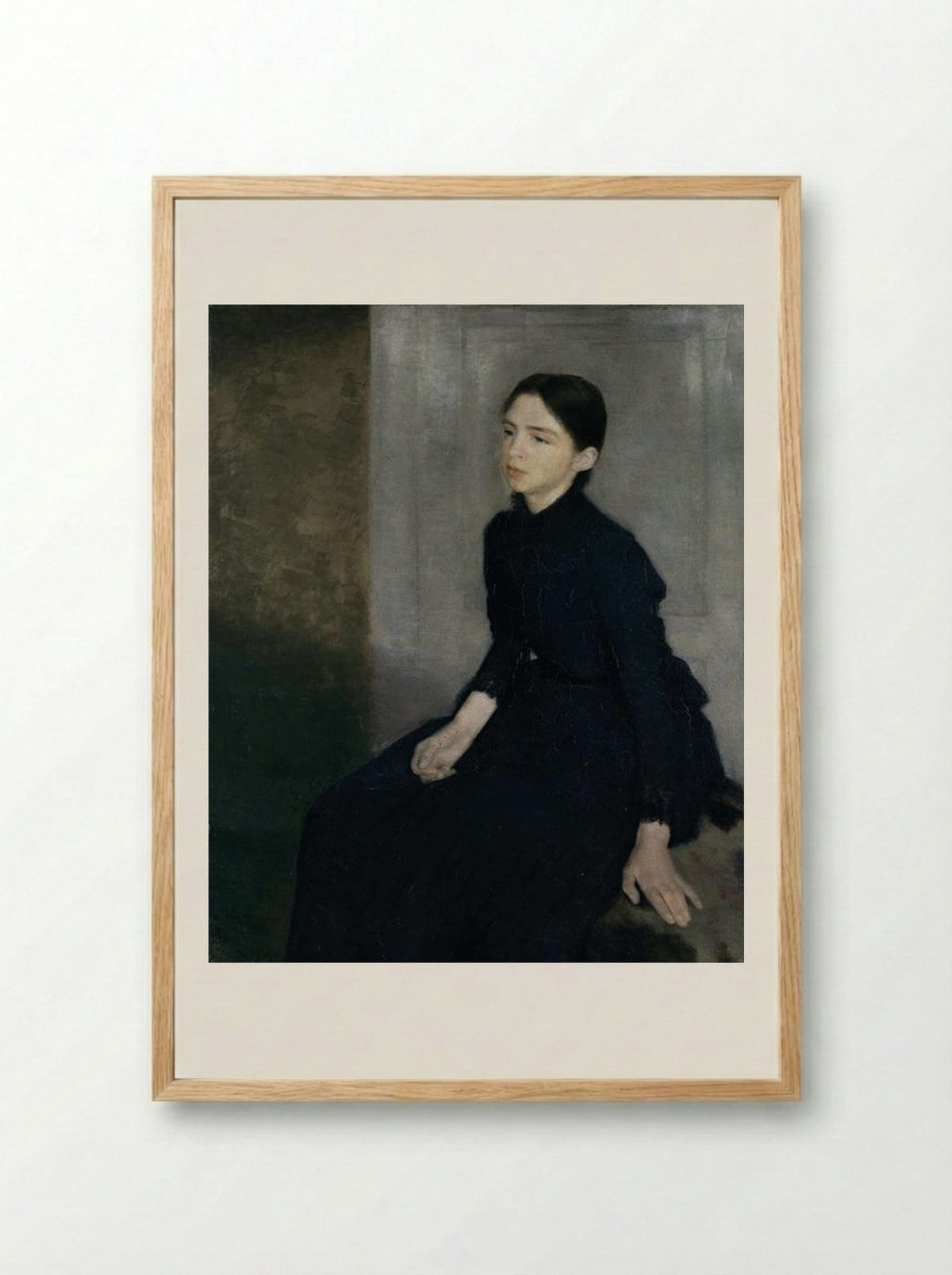 Portrait of Anna Hammershøi - Vilhelm Hammershøi - Framed Print Wood