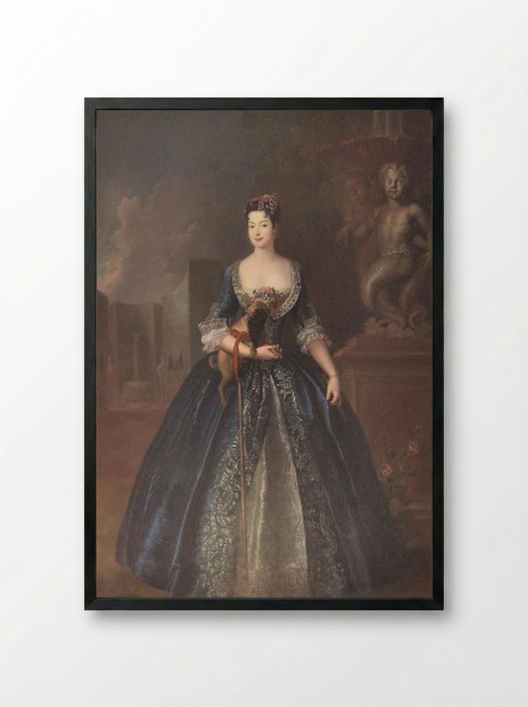 Portrait of Anna Karolina Orzelska - Antoine Pesne - Framed Print Black