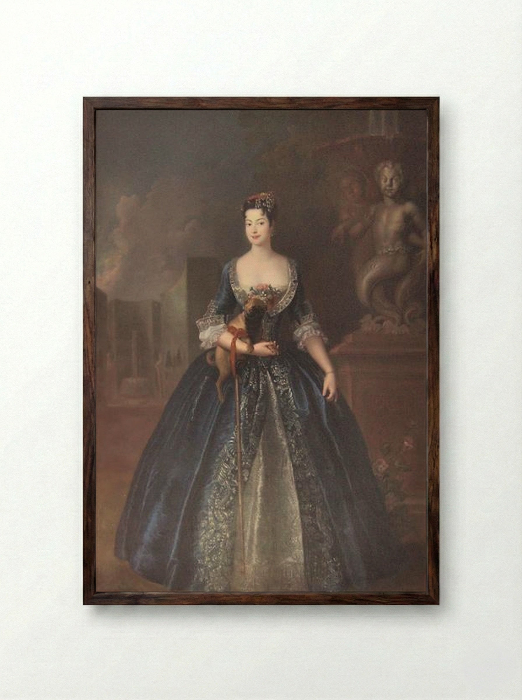 Portrait of Anna Karolina Orzelska - Antoine Pesne - Framed Print Dark Wood