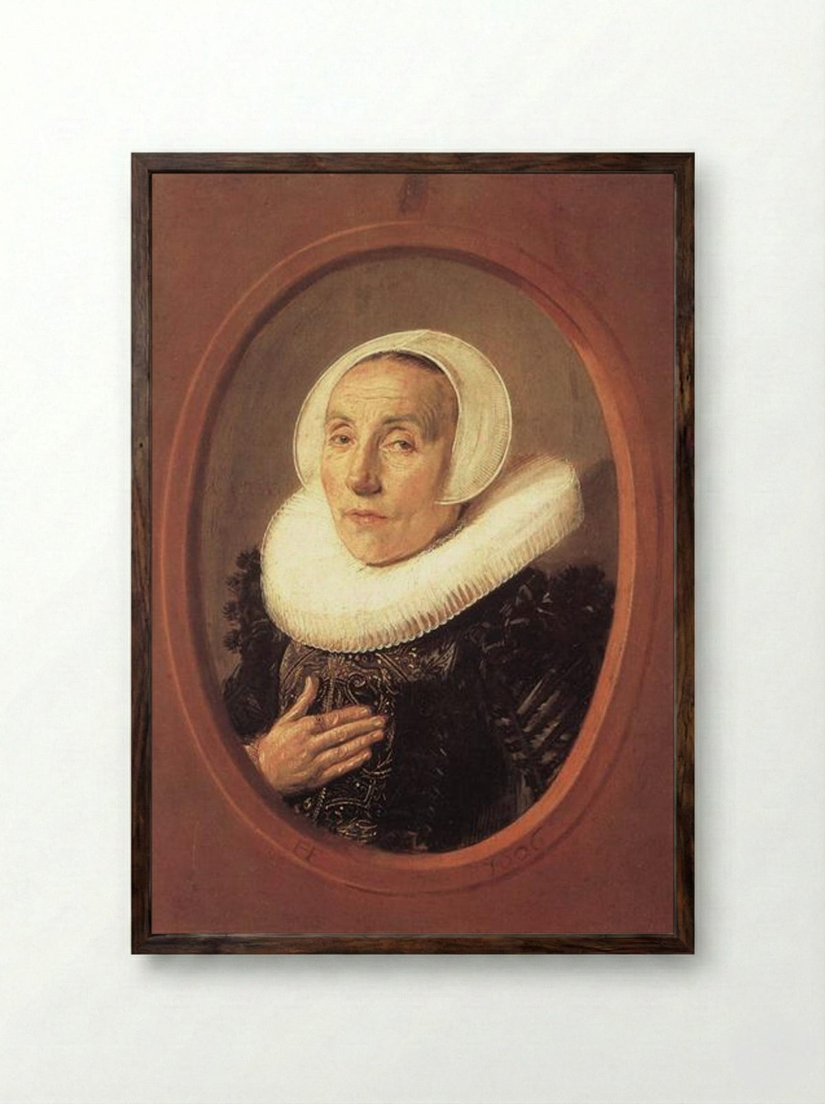 Portrait of Anna van der Aar - Frans Hals - Framed Print Dark Wood