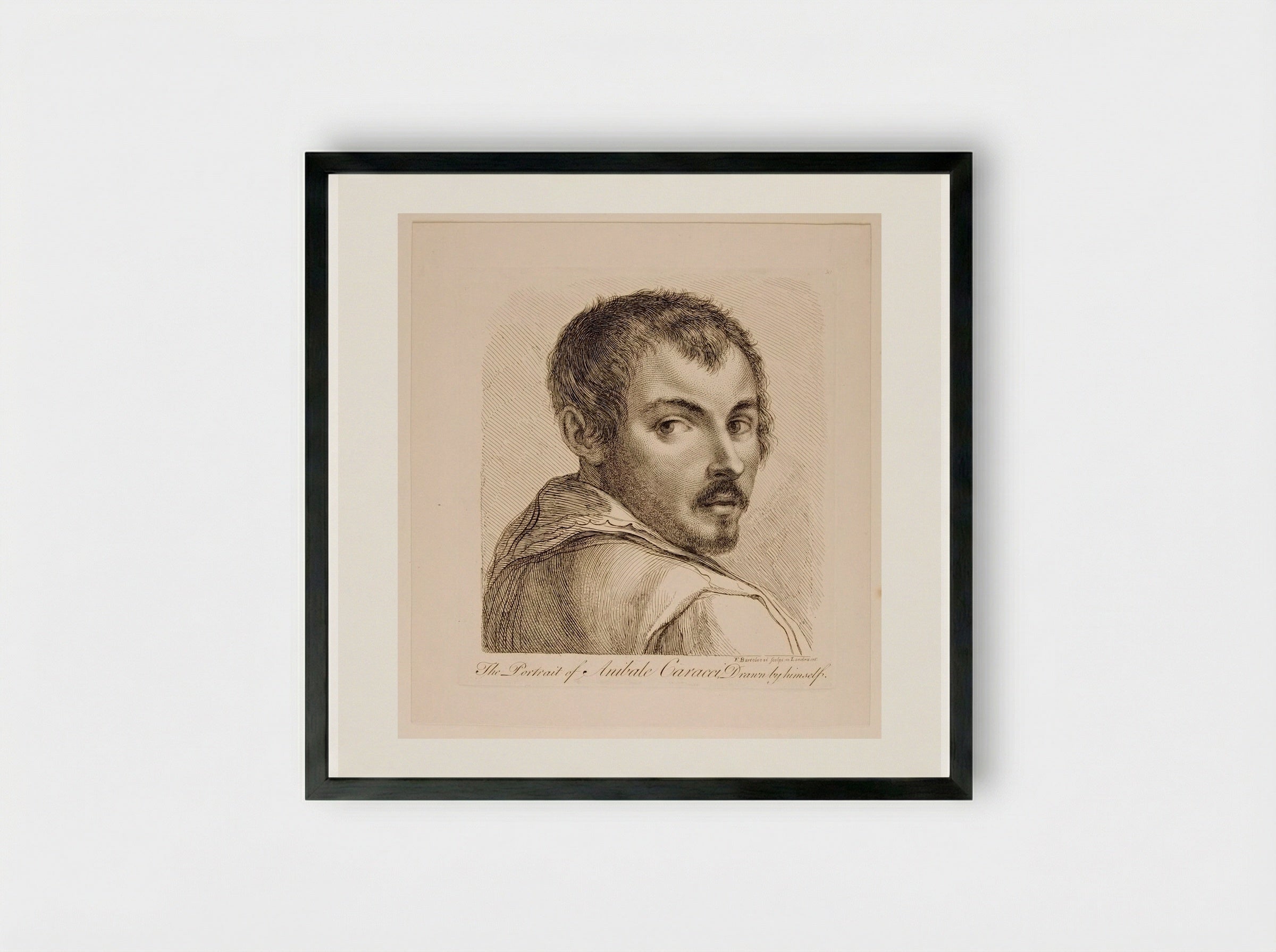 Portrait of Annibale Carracci - Francesco Bartolozzi - Framed Print Black