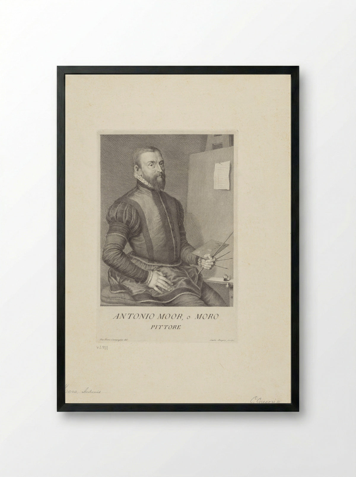 Portrait of Anthonis Mor - Anthonis Mor - Framed Print Black
