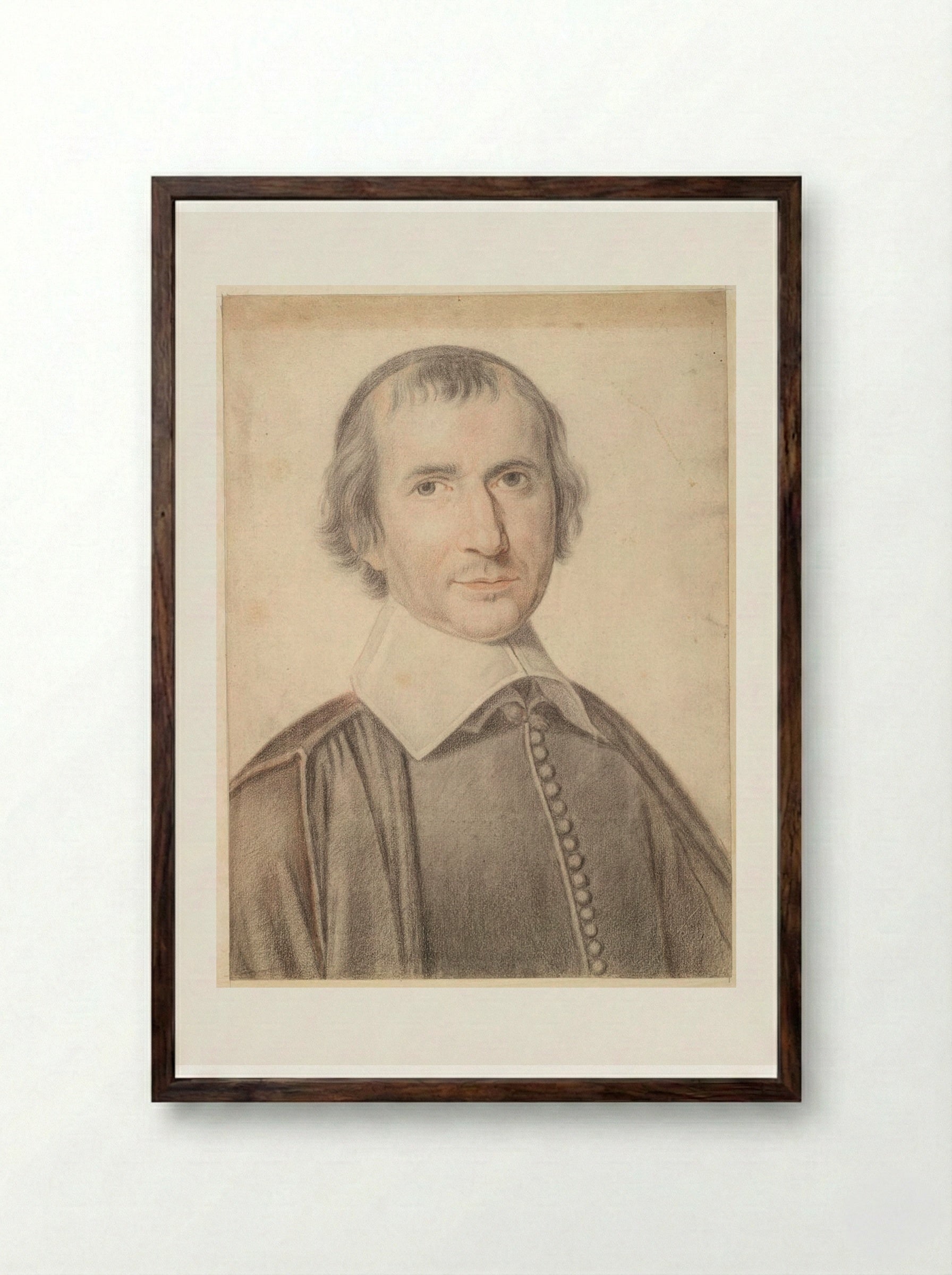 Portrait of Antoine Arnauld - Robert Nanteuil - Framed Print Dark Wood