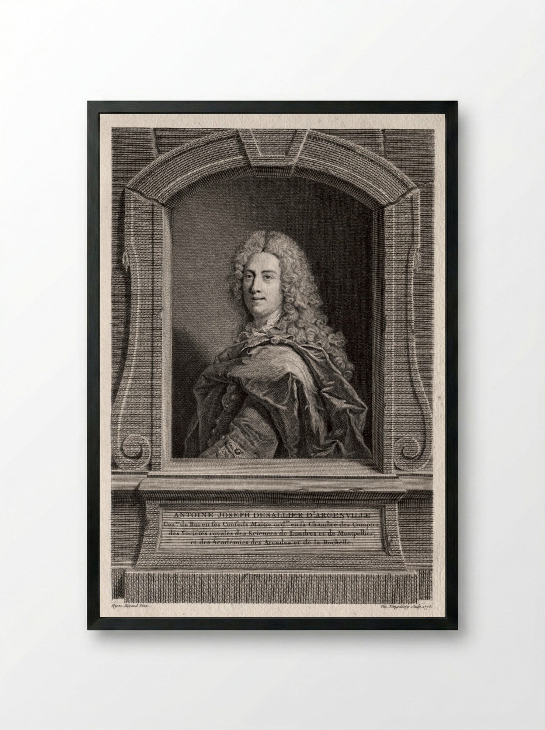 Portrait of Antoine Joseph de Sallier d'Argenville - Vincenzo Vangelisti - Framed Print Black