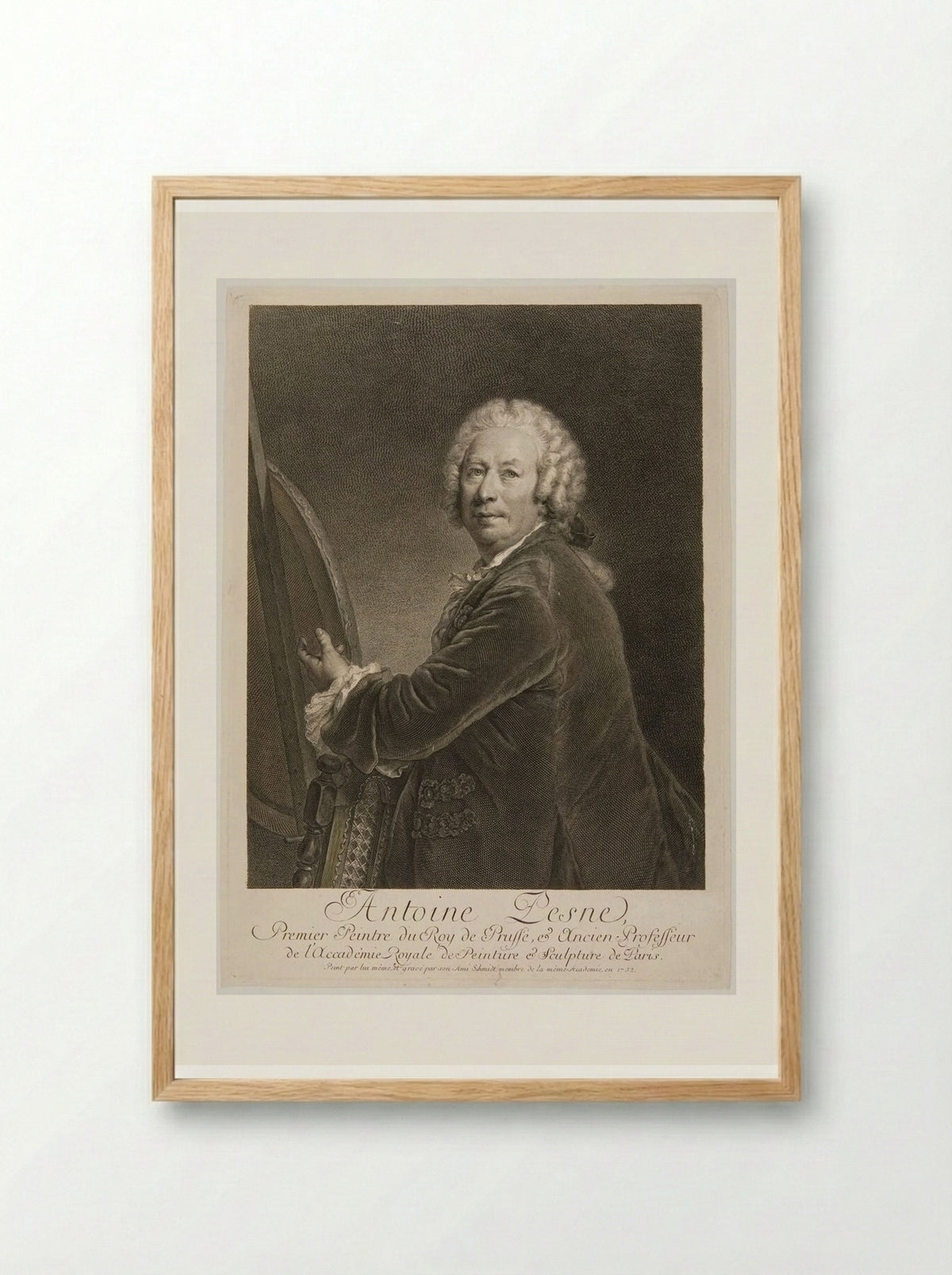 Portrait of Antoine Pesne - Georg Friedrich Schmidt - Framed Print Wood