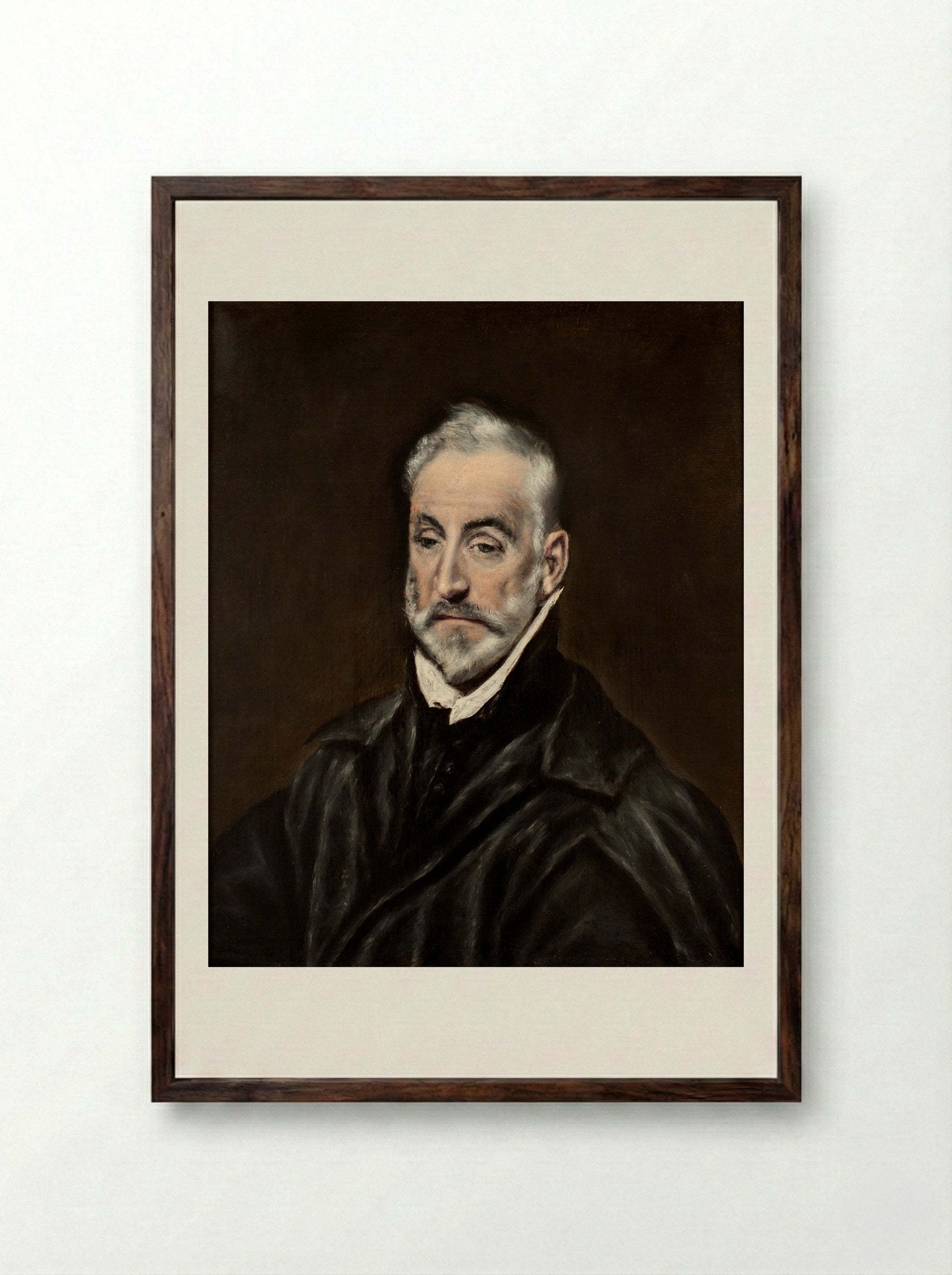 Portrait of Antonio de Covarrubias - El Greco - Framed Print Dark Wood