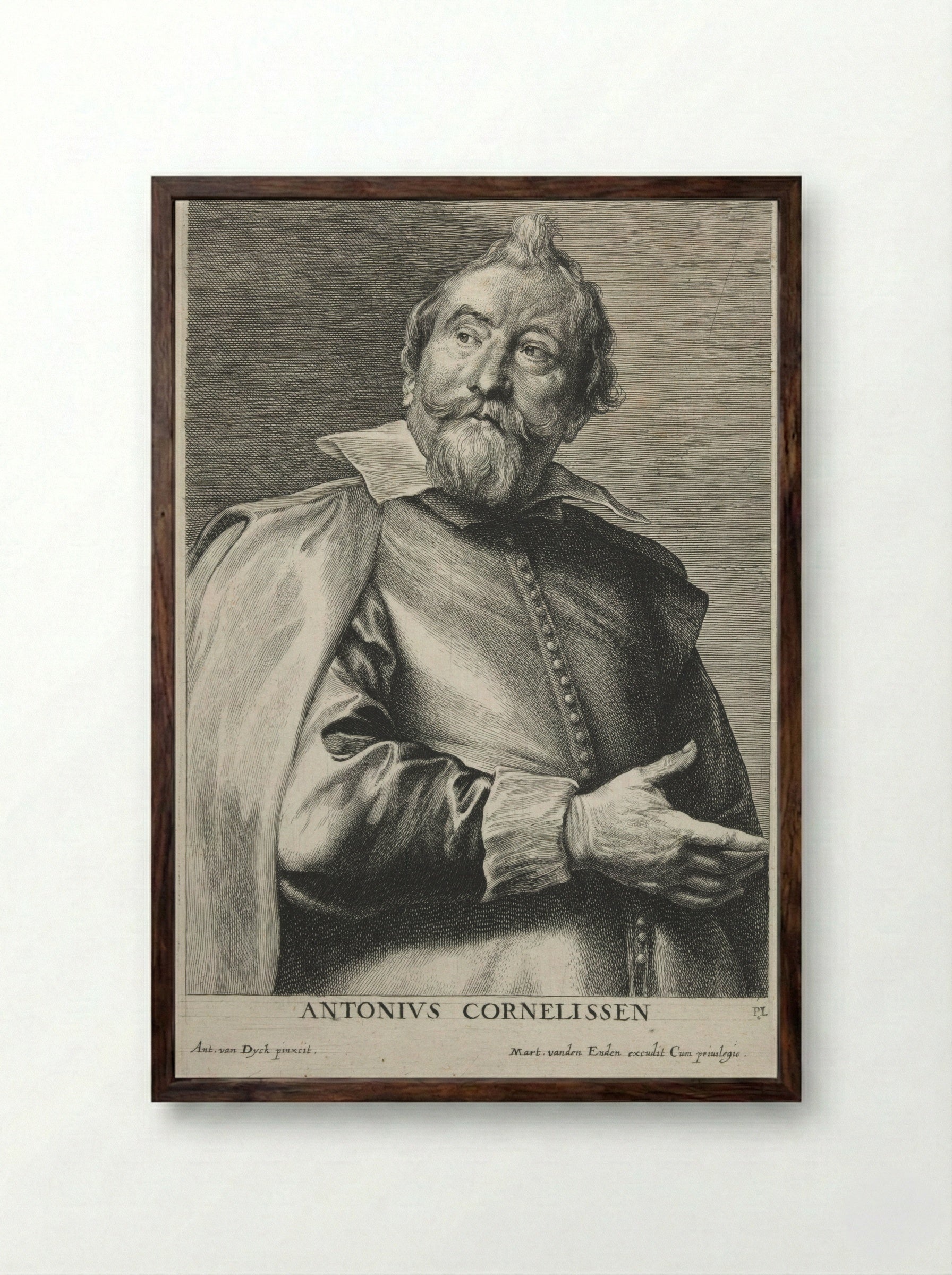 Portrait of Antoon Cornelissen - Anthony van Dyck - Framed Print Dark Wood