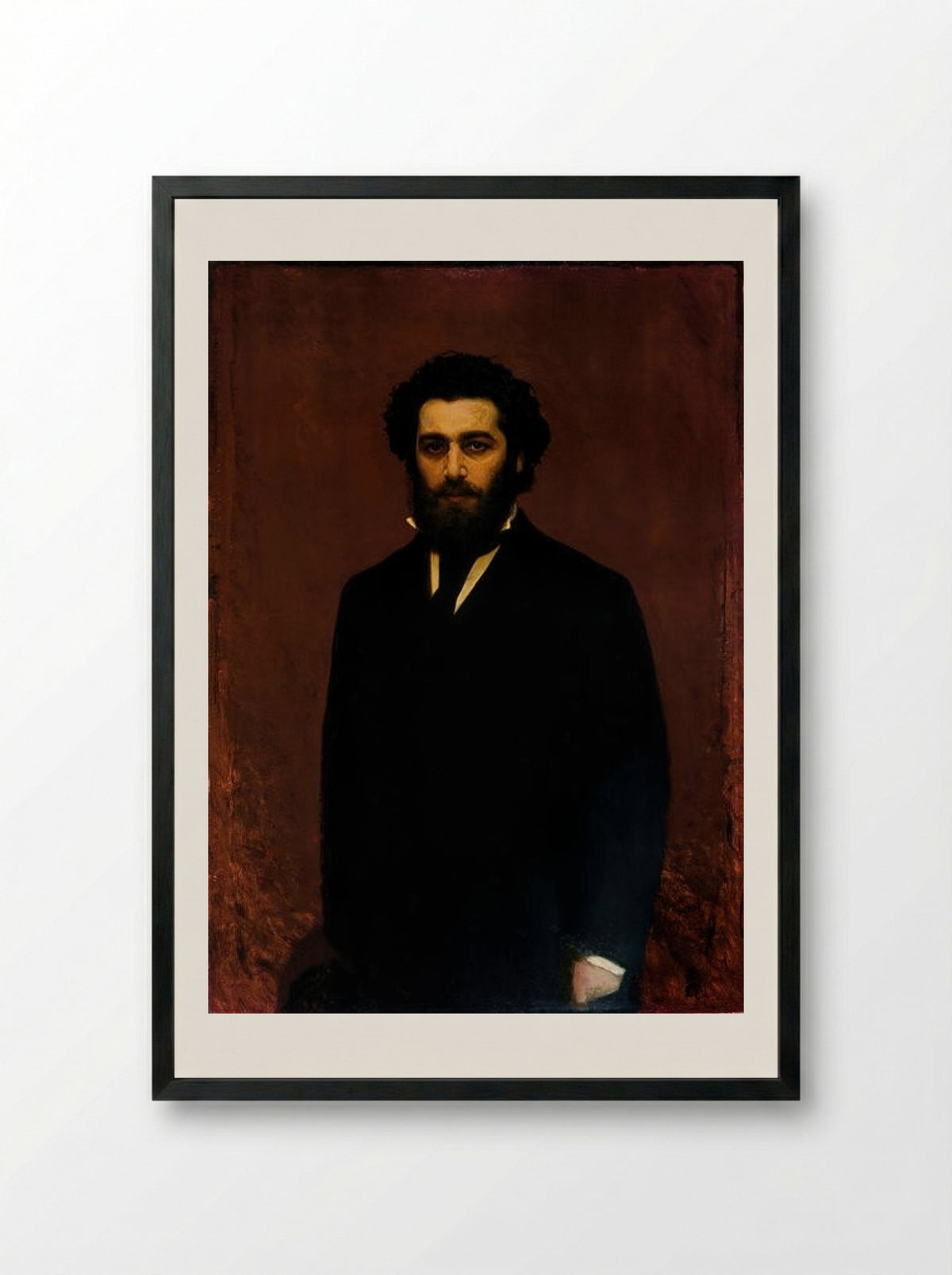 Portrait of Arkhip Kuindzhi - Ivan Kramskoy - Framed Print Black