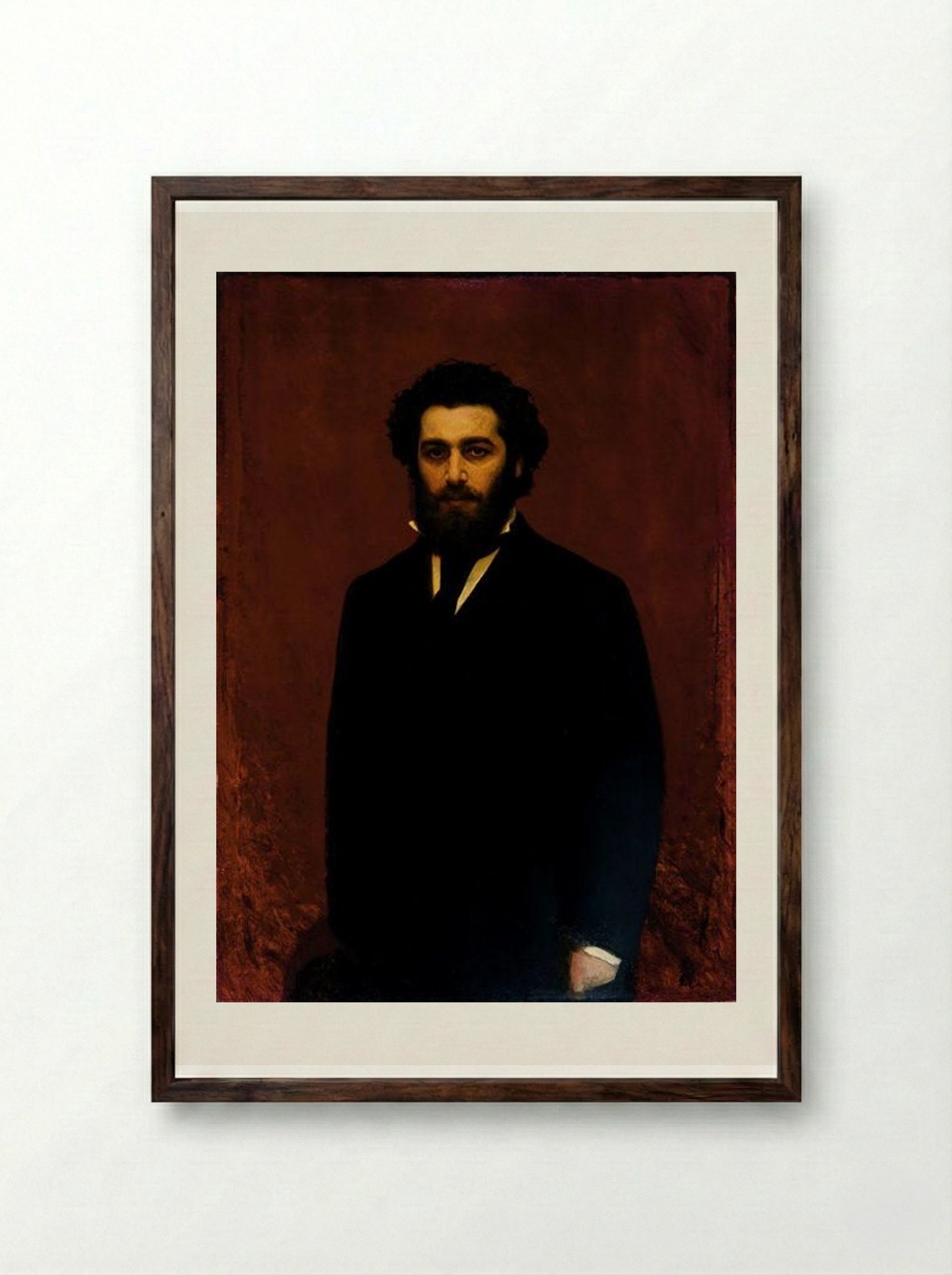 Portrait of Arkhip Kuindzhi - Ivan Kramskoy - Framed Print Dark Wood