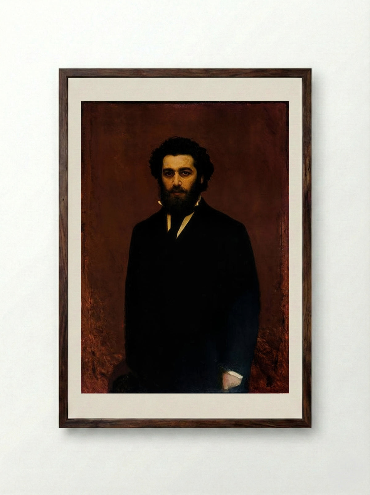 Portrait of Arkhip Kuindzhi - Ivan Kramskoy - Framed Print Dark Wood