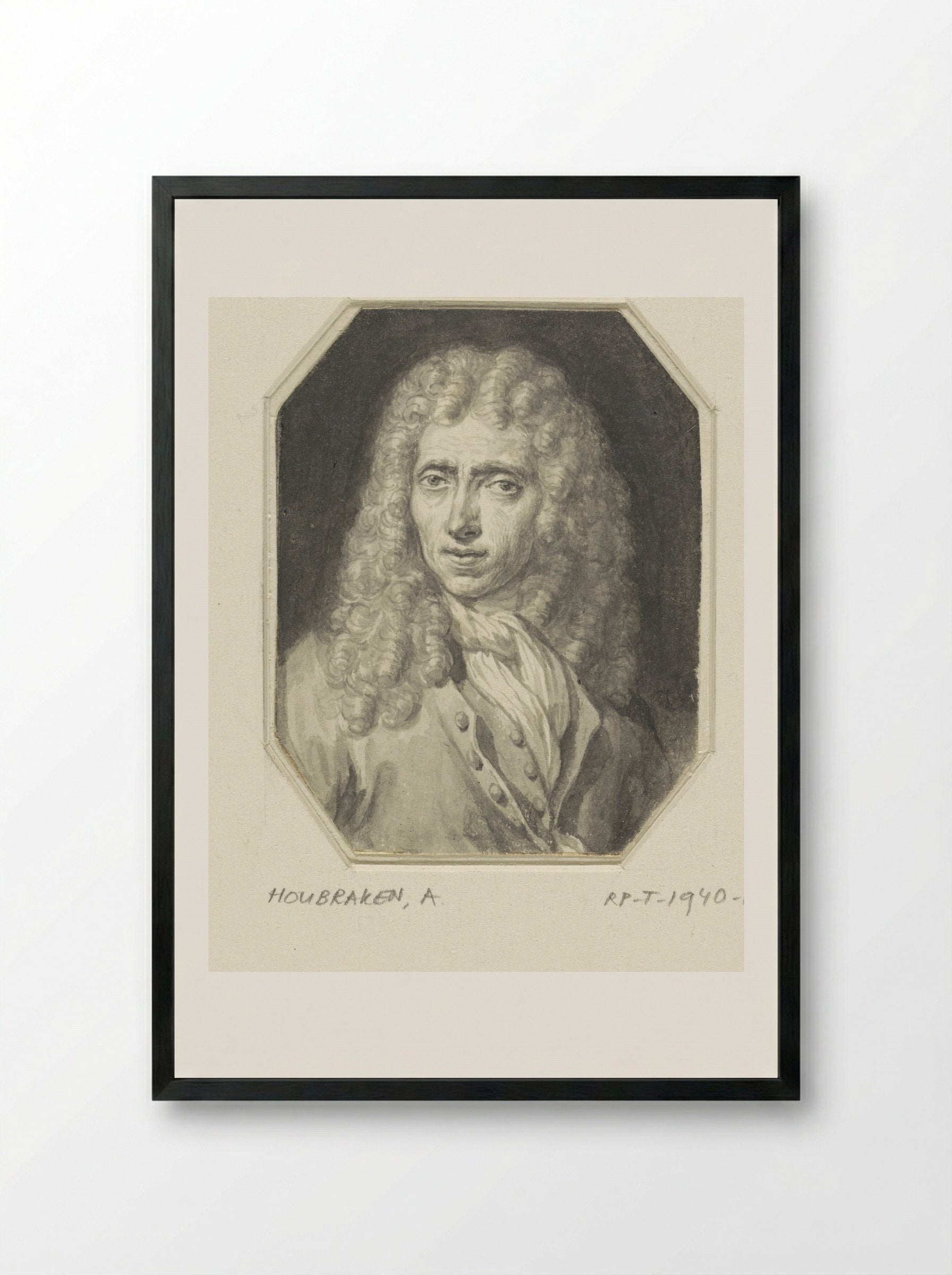 Portrait of Arnold Houbraken - Johannes Voorhout (I) - Framed Print Black