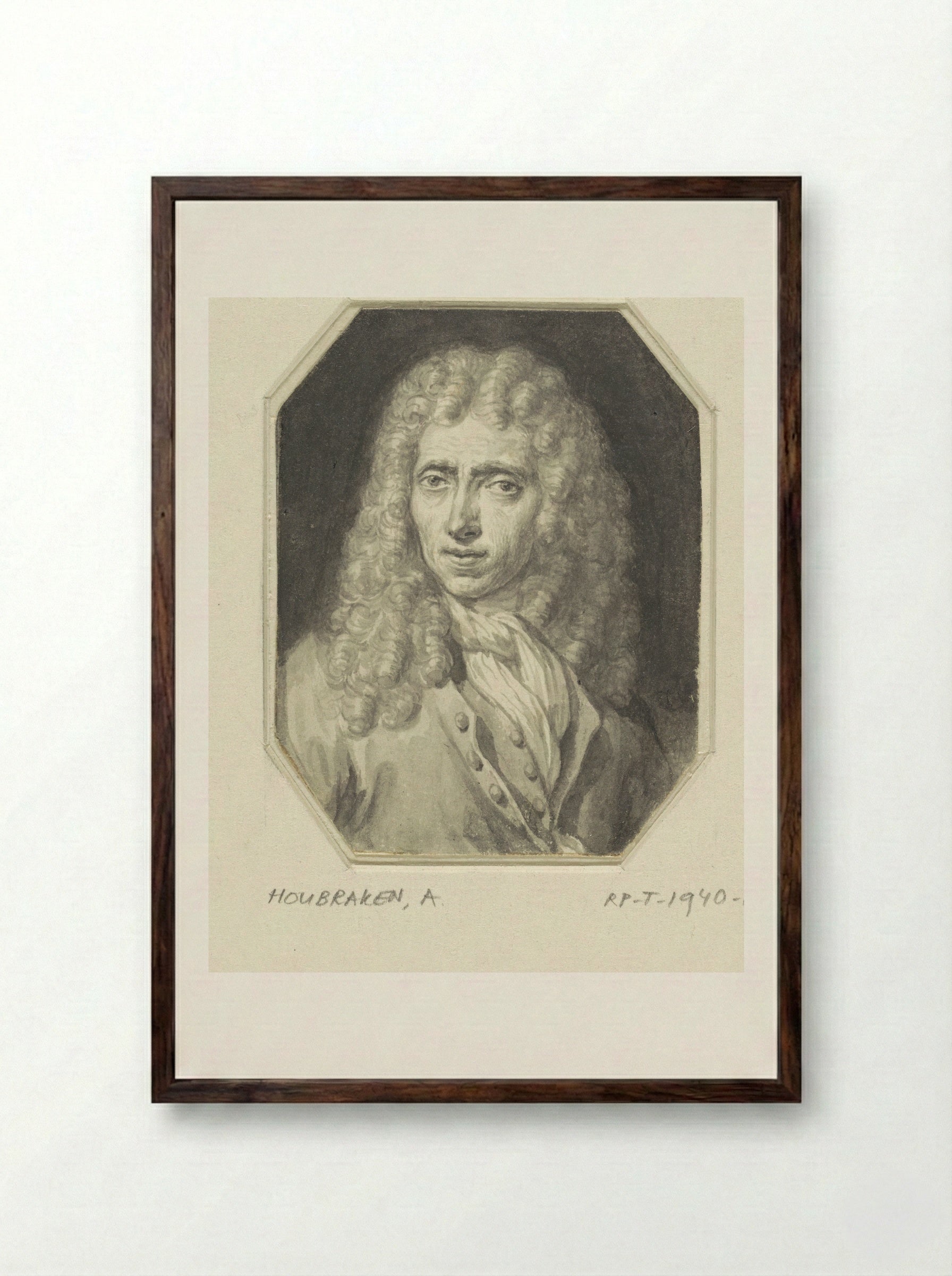 Portrait of Arnold Houbraken - Johannes Voorhout (I) - Framed Print Dark Wood