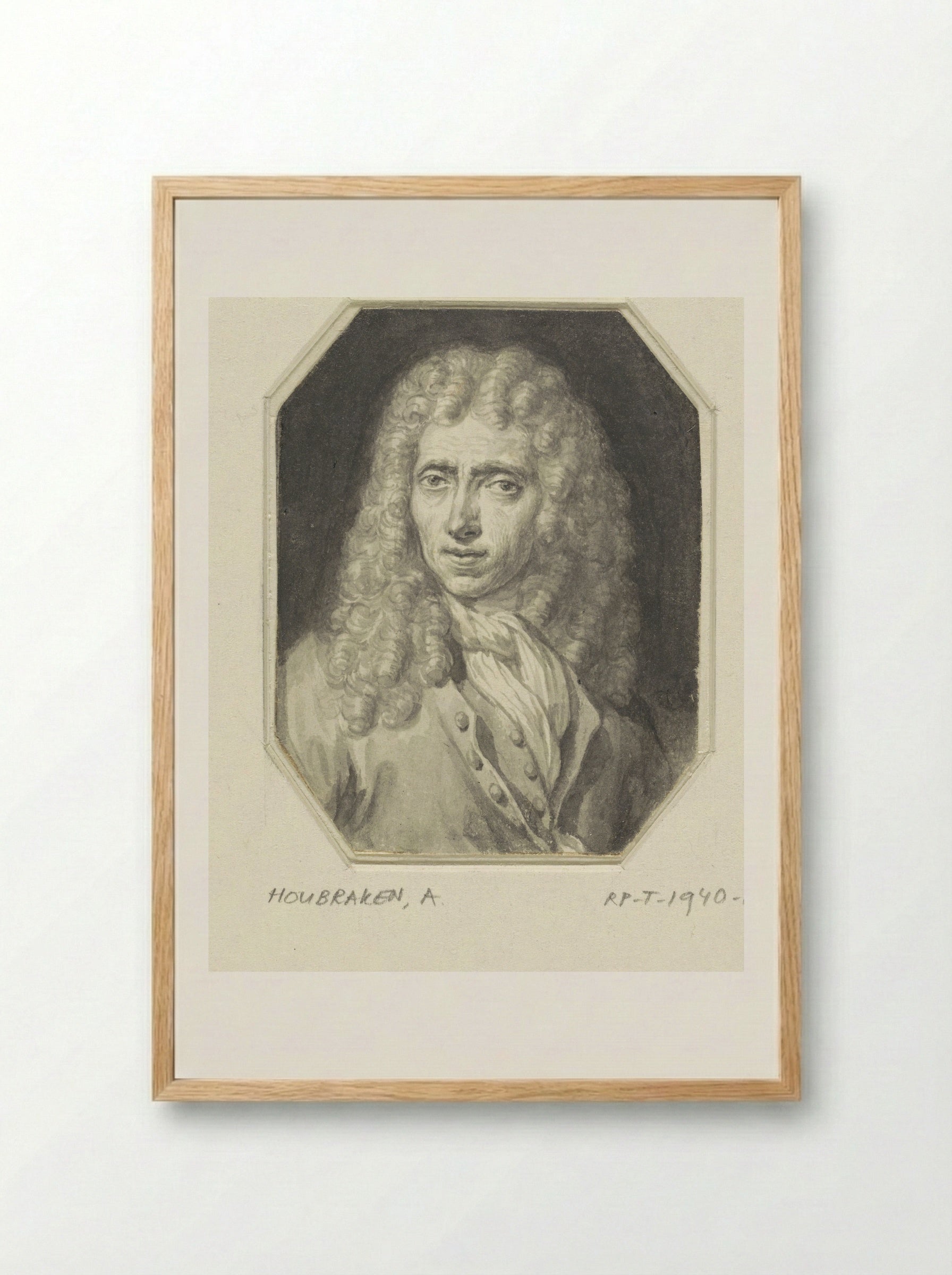 Portrait of Arnold Houbraken - Johannes Voorhout (I) - Framed Print Wood