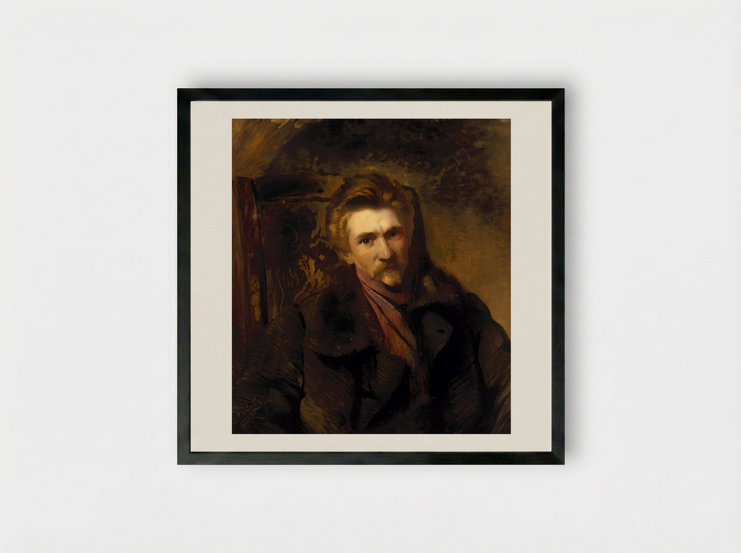 Portrait of Artist Alexander Popov - Konstantin Makovsky - Framed Print Black