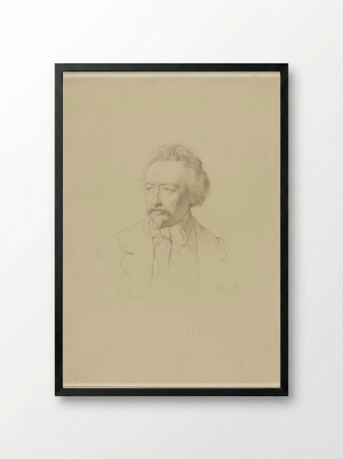 Portrait of Ary Scheffer - Louis Chantal - Framed Print Black