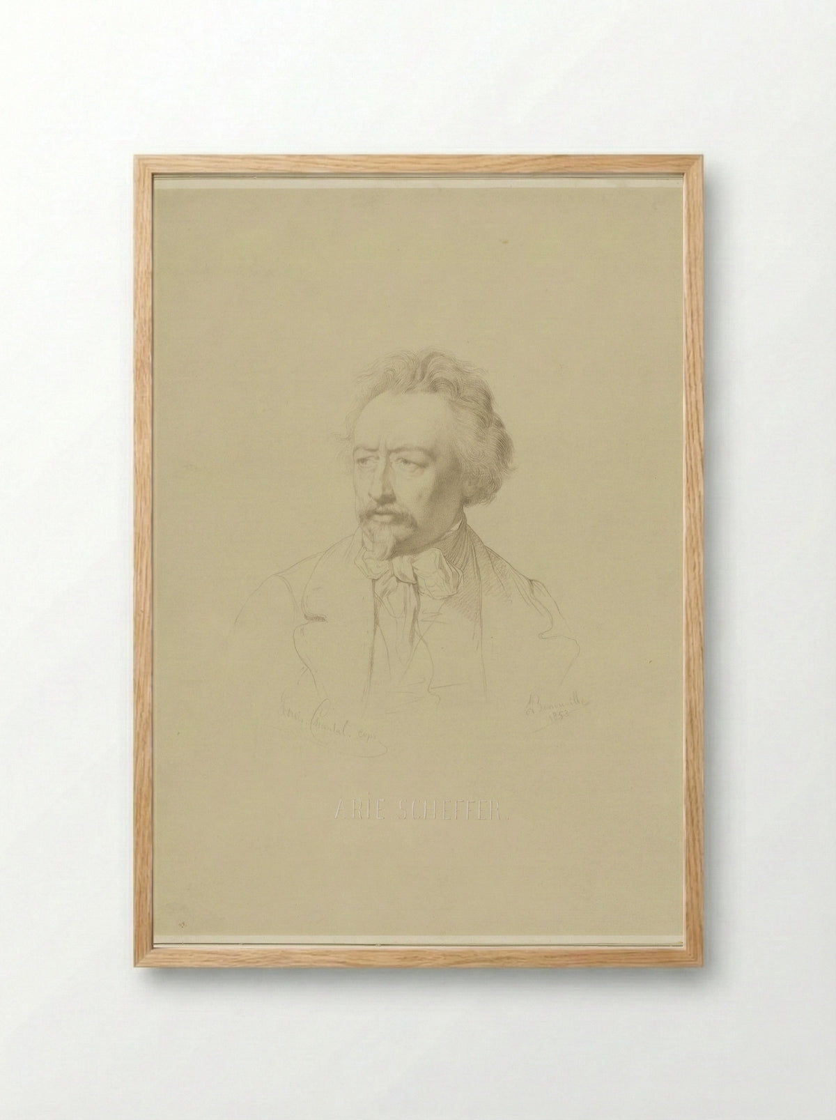 Portrait of Ary Scheffer - Louis Chantal - Framed Print Wood